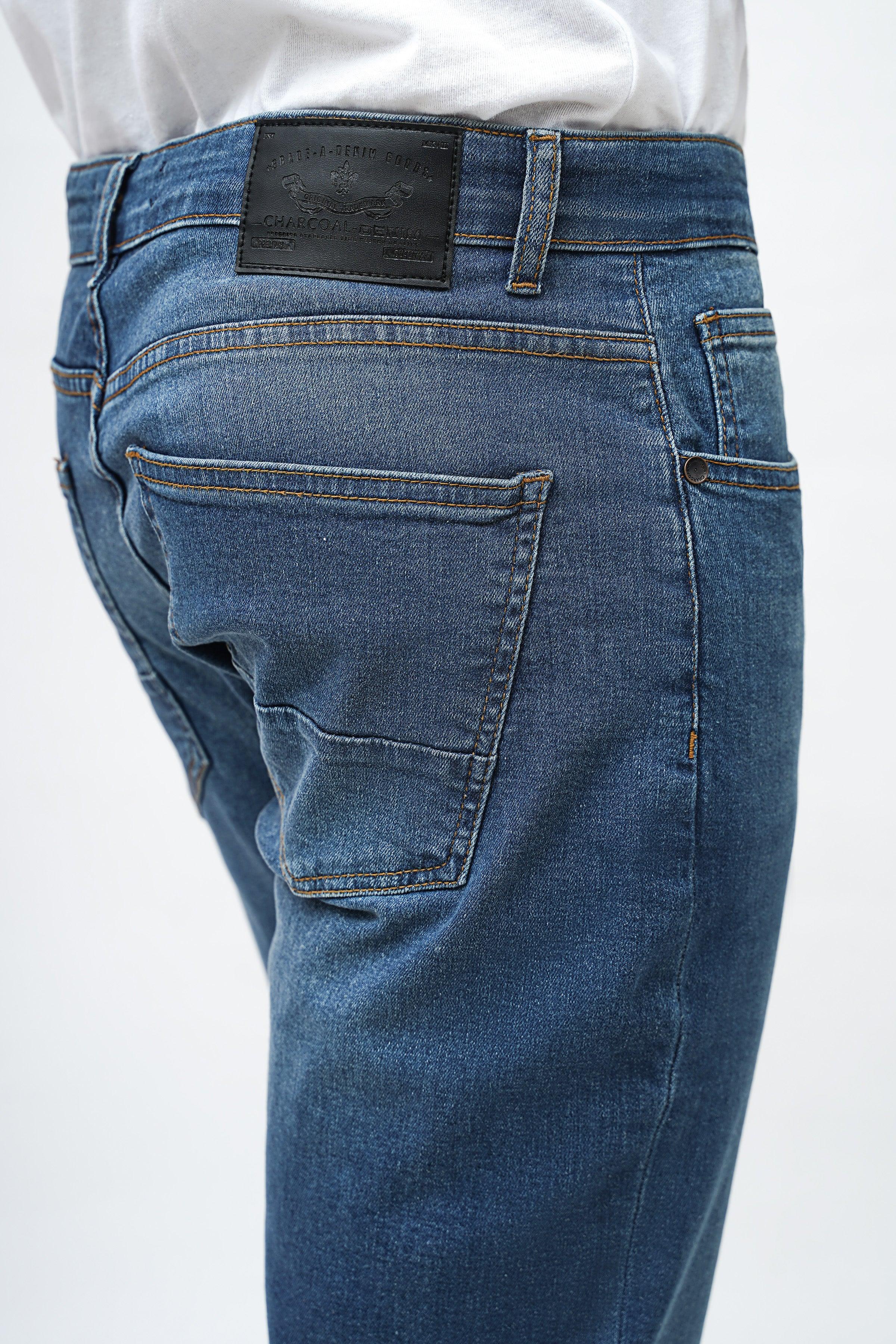 SLIM FIT MID BLUE DENIM JEAN at Charcoal Clothing