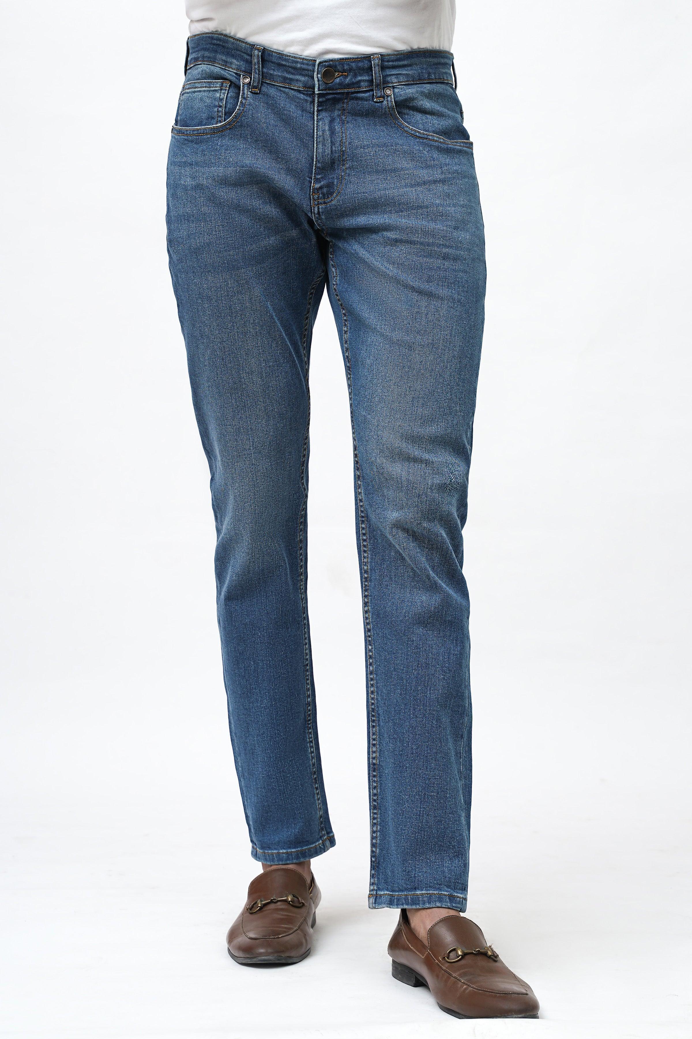 SLIM FIT MID BLUE DENIM JEAN at Charcoal Clothing