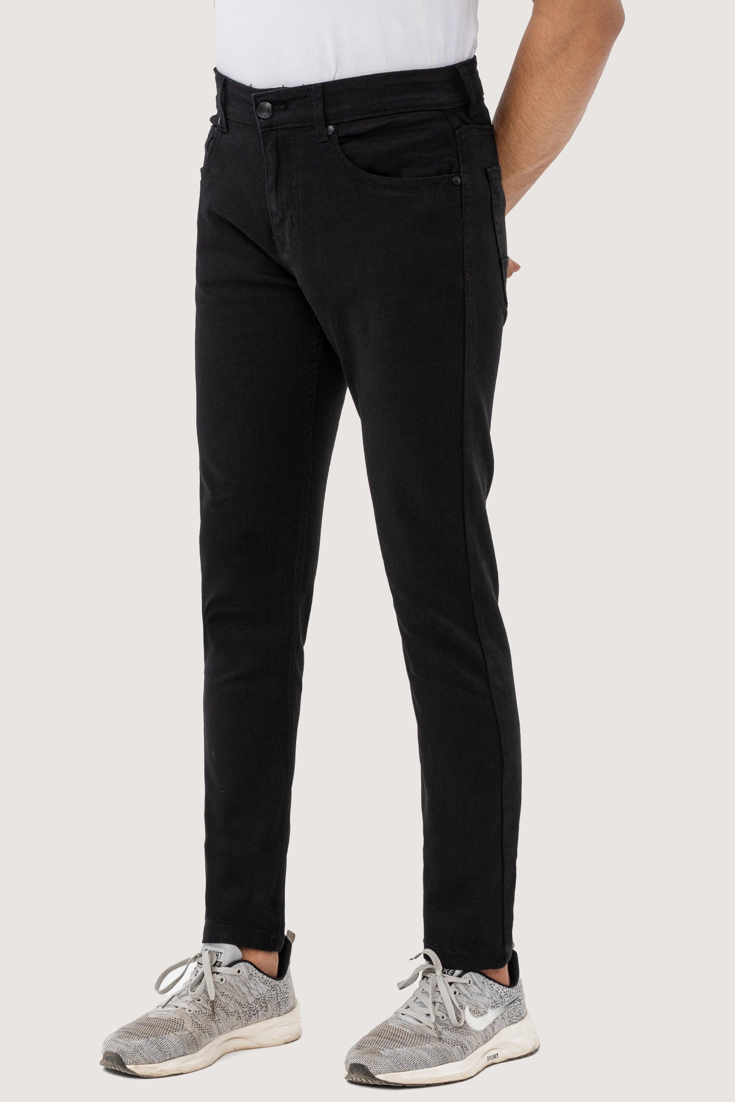SLIM LEG DENIM JEANS BLACK at Charcoal Clothing