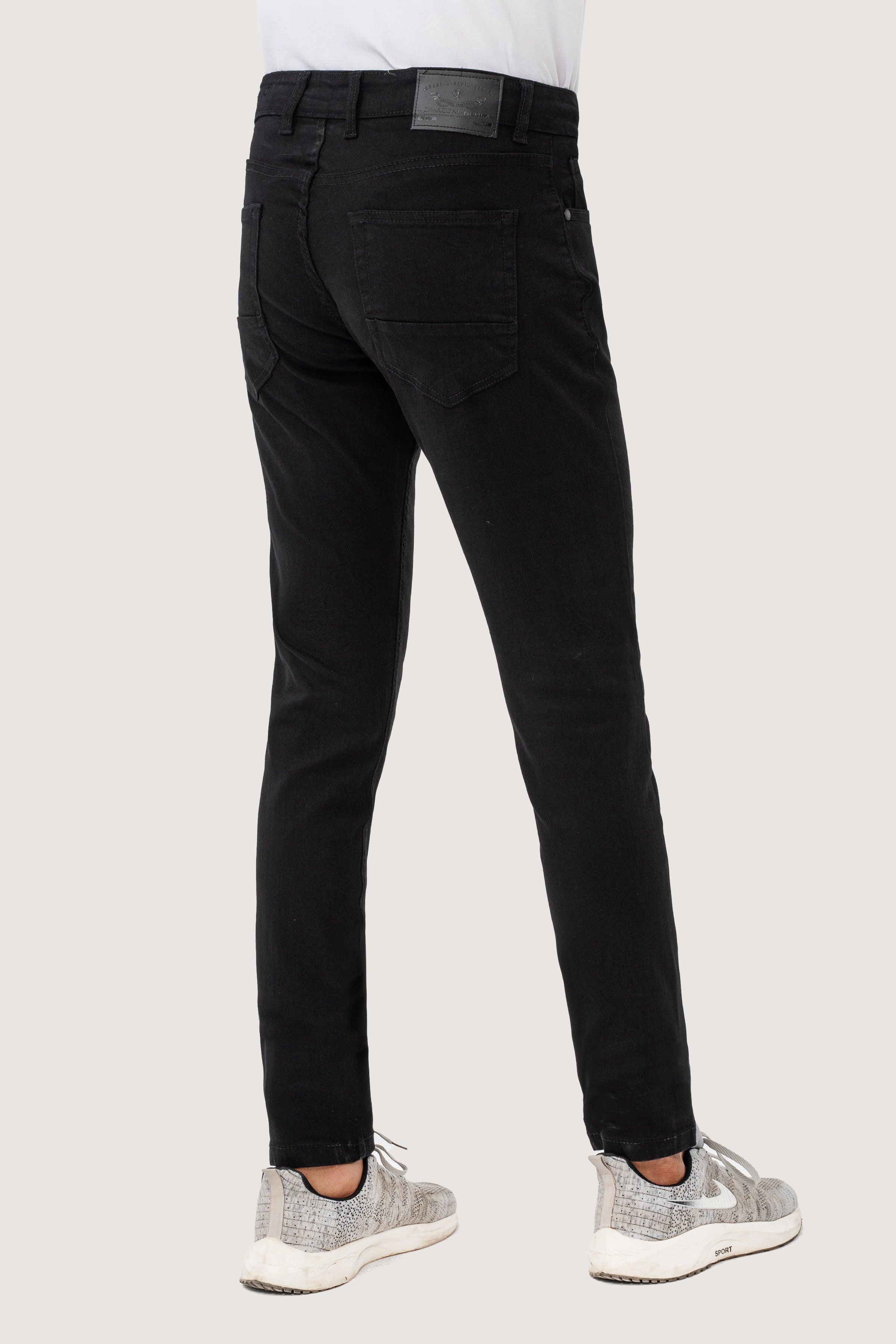 SLIM LEG DENIM JEANS BLACK at Charcoal Clothing