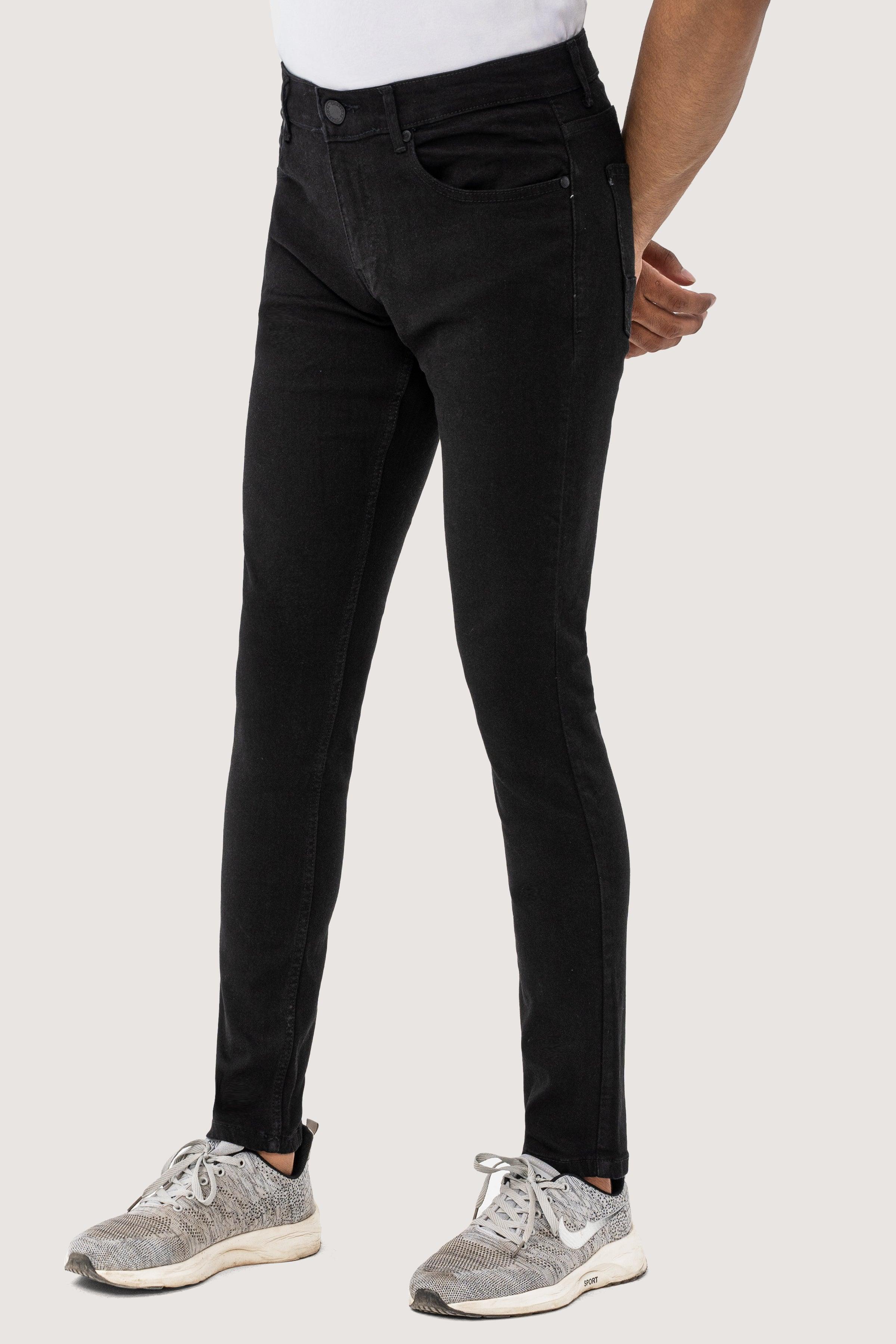 SLIM LEG DENIM JEANS BLACK at Charcoal Clothing