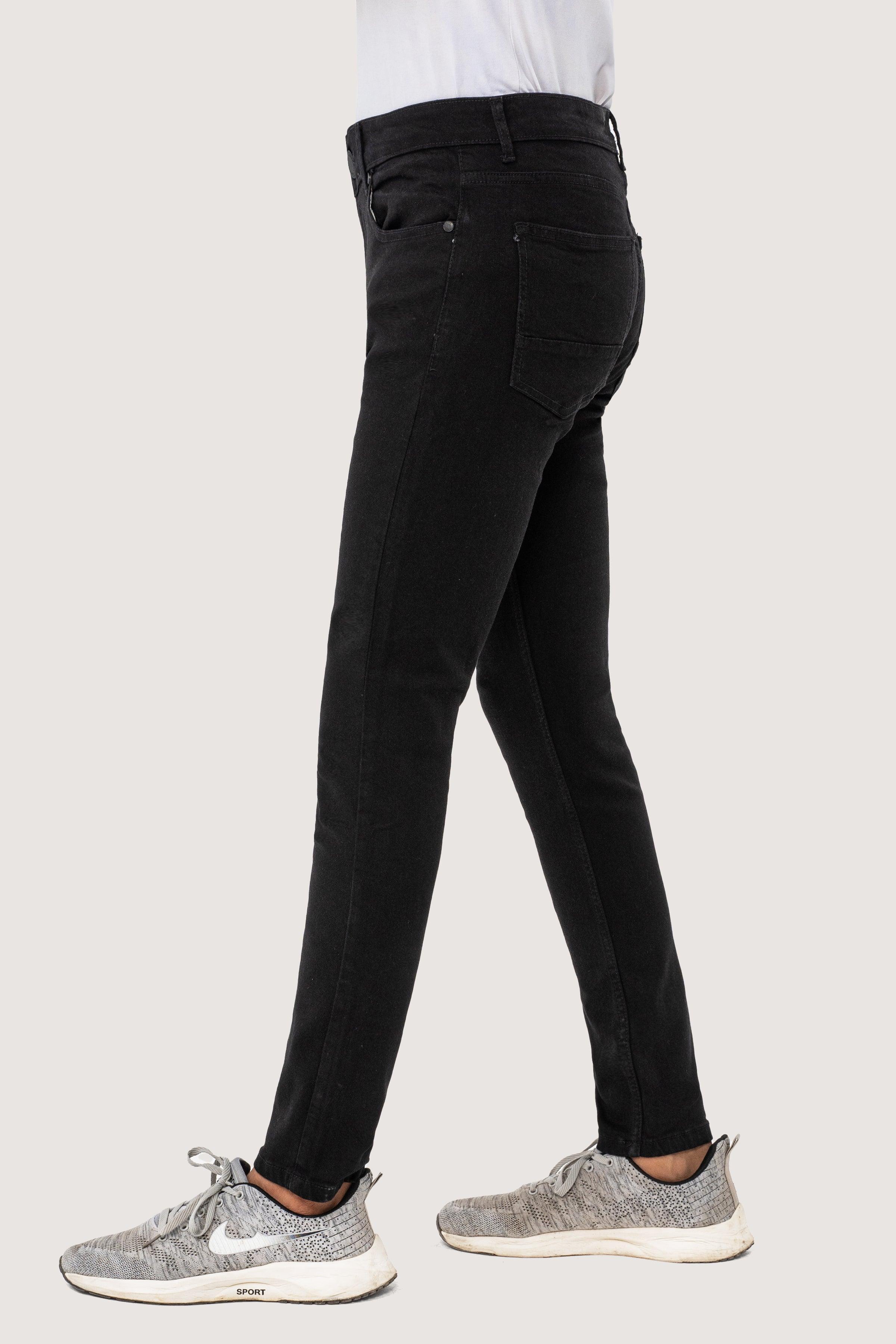 SLIM LEG DENIM JEANS BLACK at Charcoal Clothing