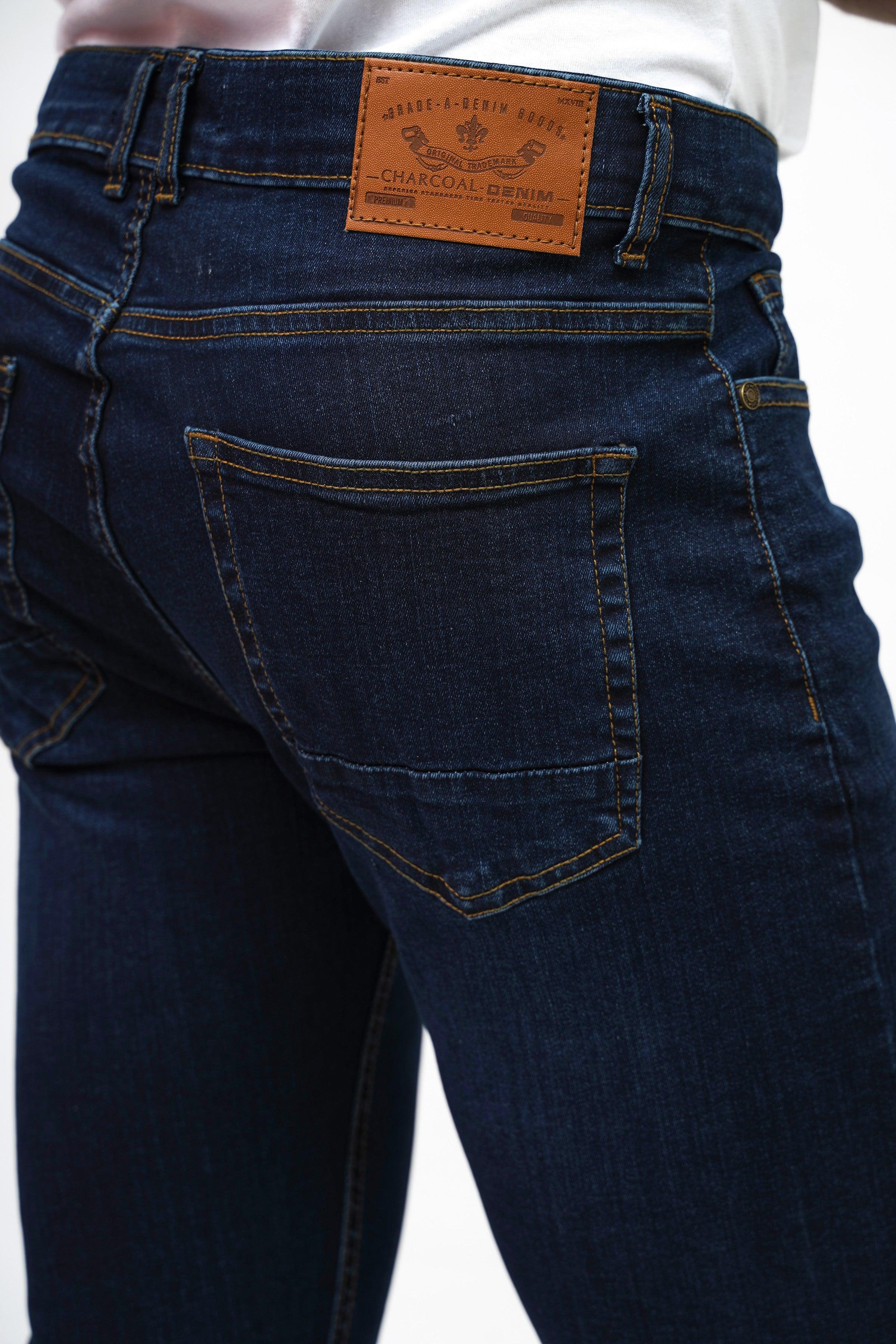 SLIM LEG DENIM JEANS D.BLUE TINTED at Charcoal Clothing