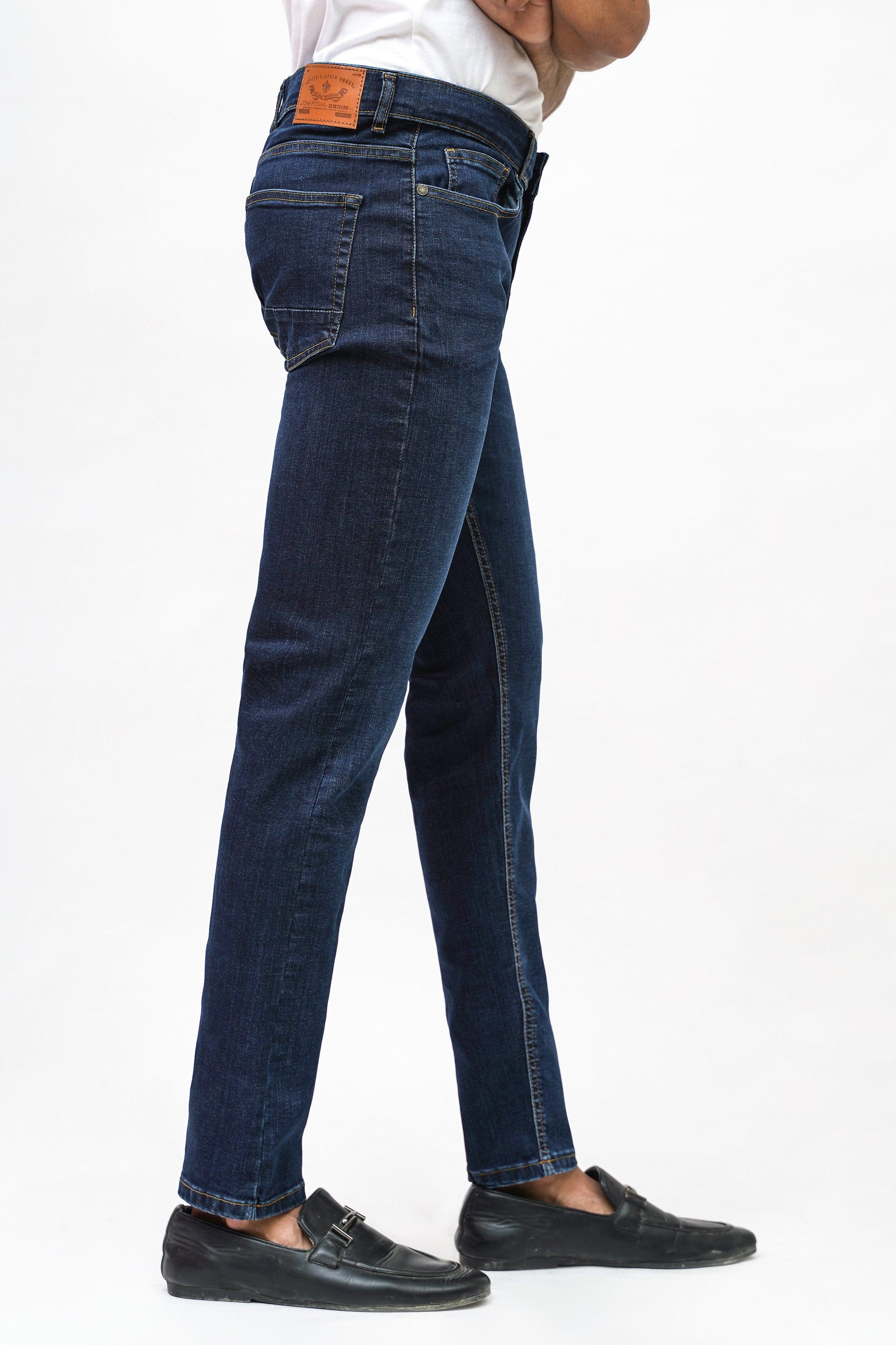 SLIM LEG DENIM JEANS D.BLUE TINTED at Charcoal Clothing
