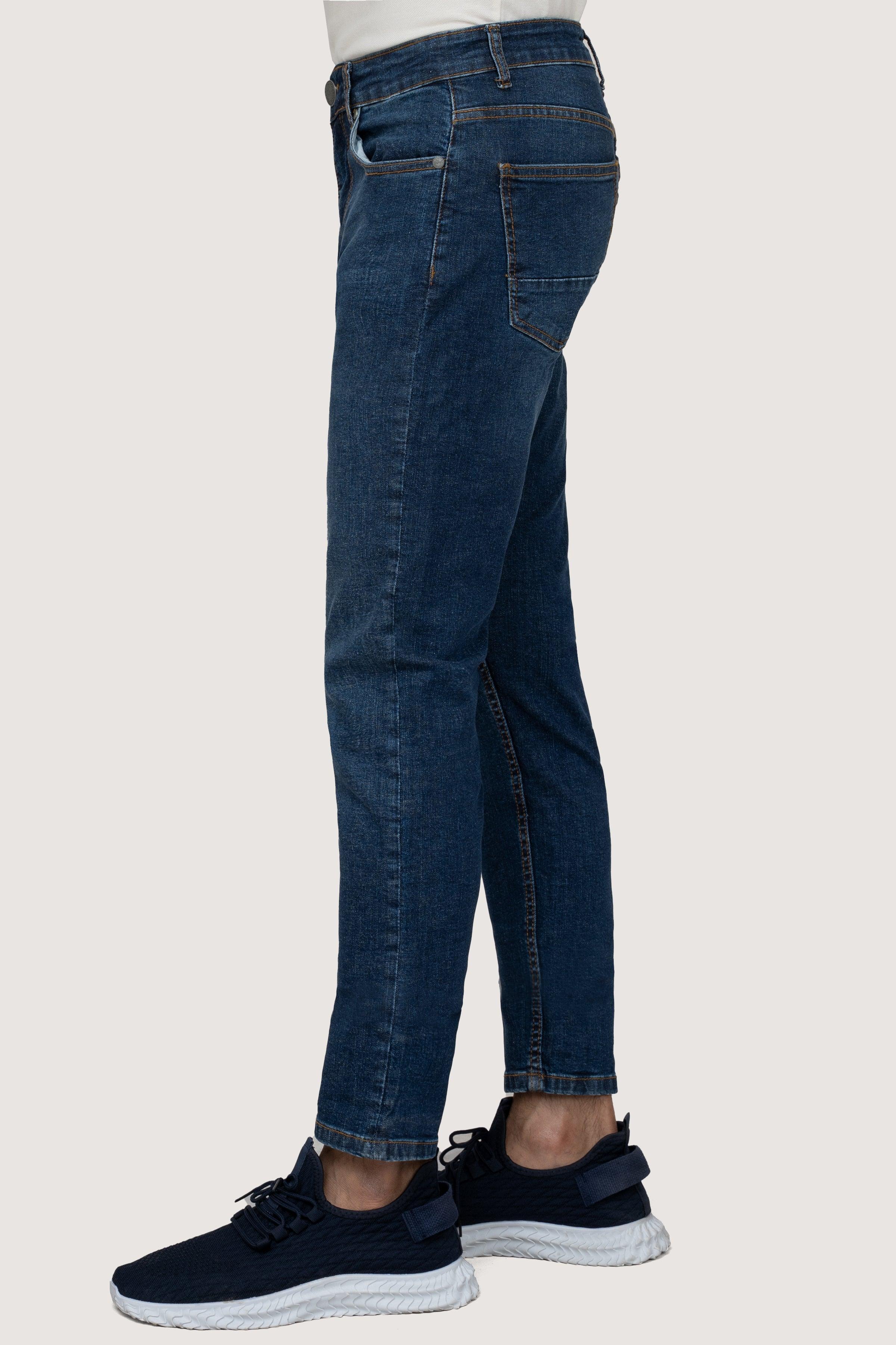 SLIM LEG DENIM JEANS DARK BLUE TINTED at Charcoal Clothing
