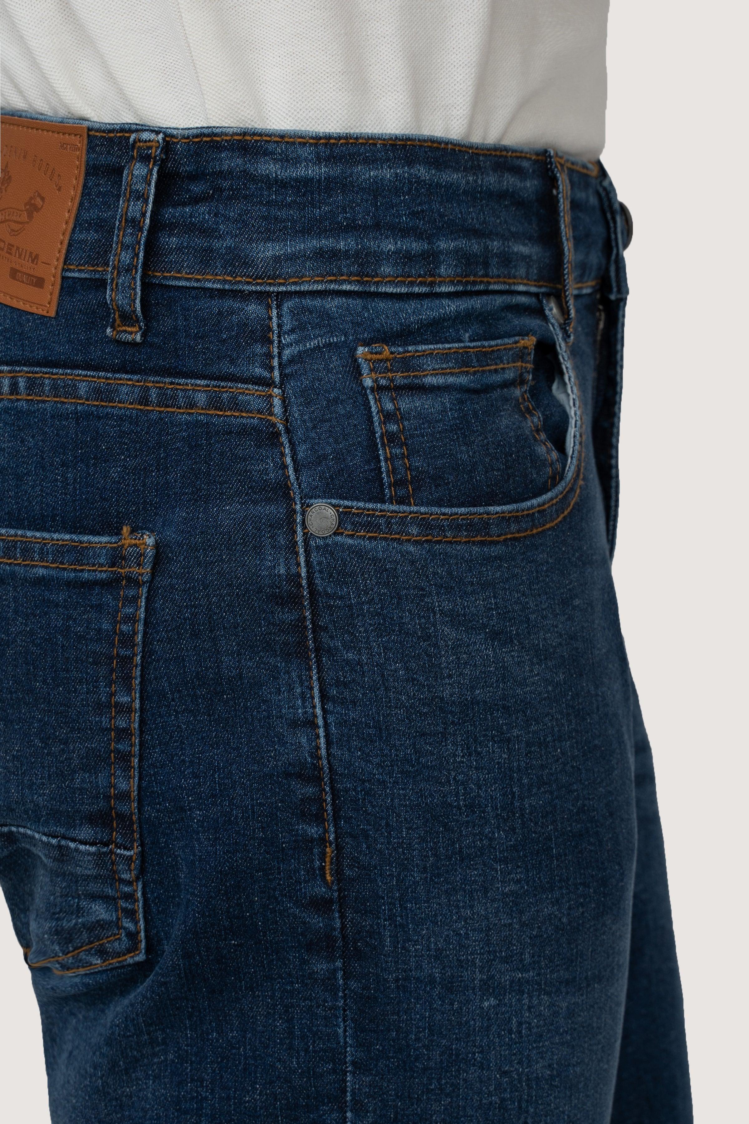 SLIM LEG DENIM JEANS DARK BLUE TINTED at Charcoal Clothing