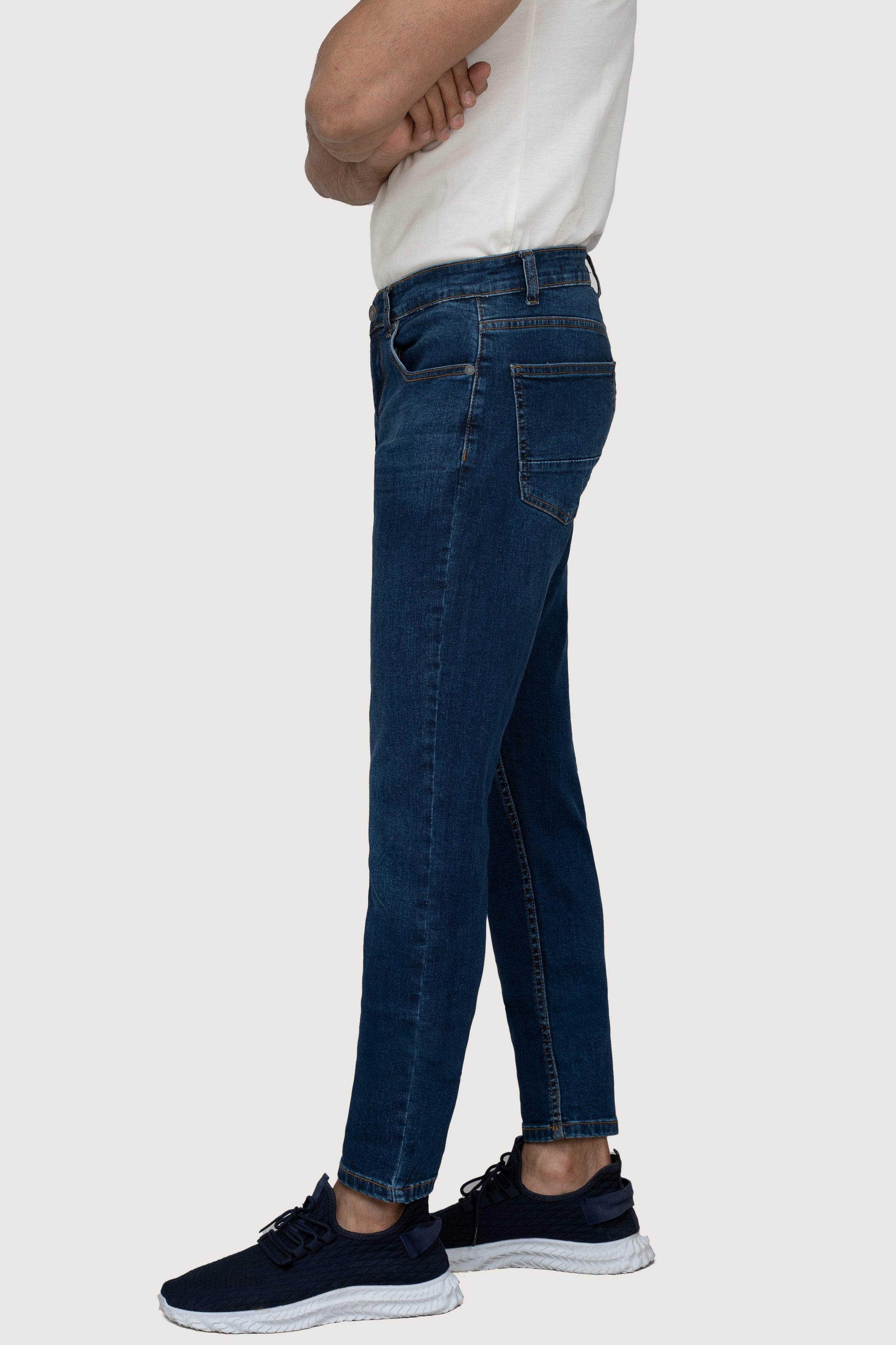 SLIM LEG DENIM JEANS DARK BLUE TINTED at Charcoal Clothing