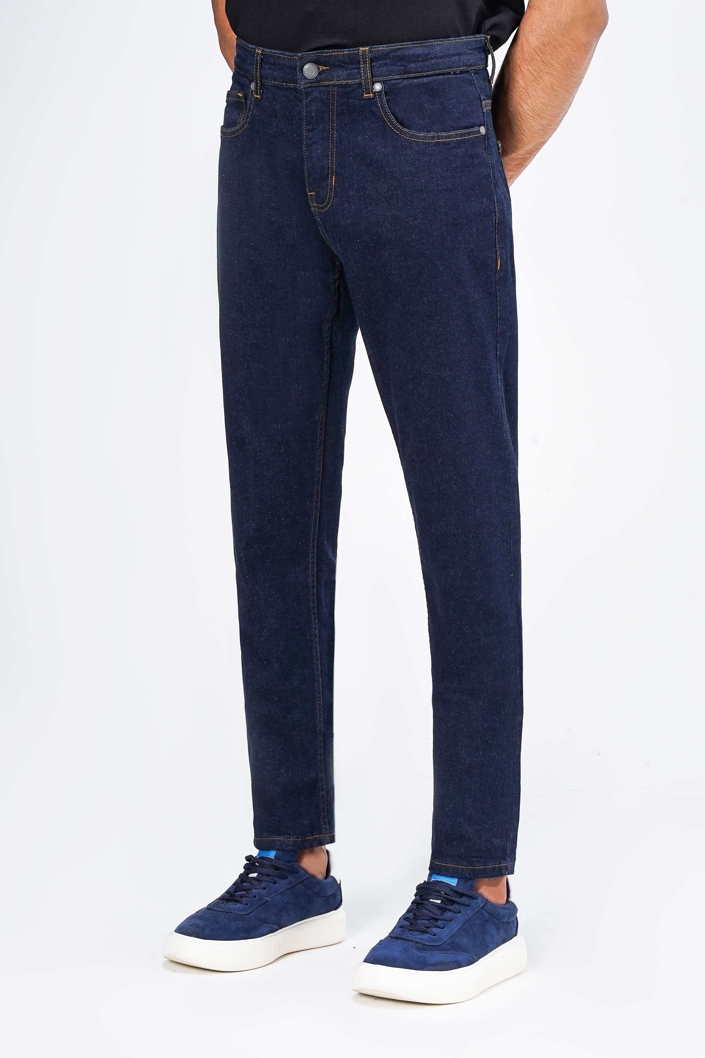SLIM LEG DENIM JEANS DARK BLUE at Charcoal Clothing