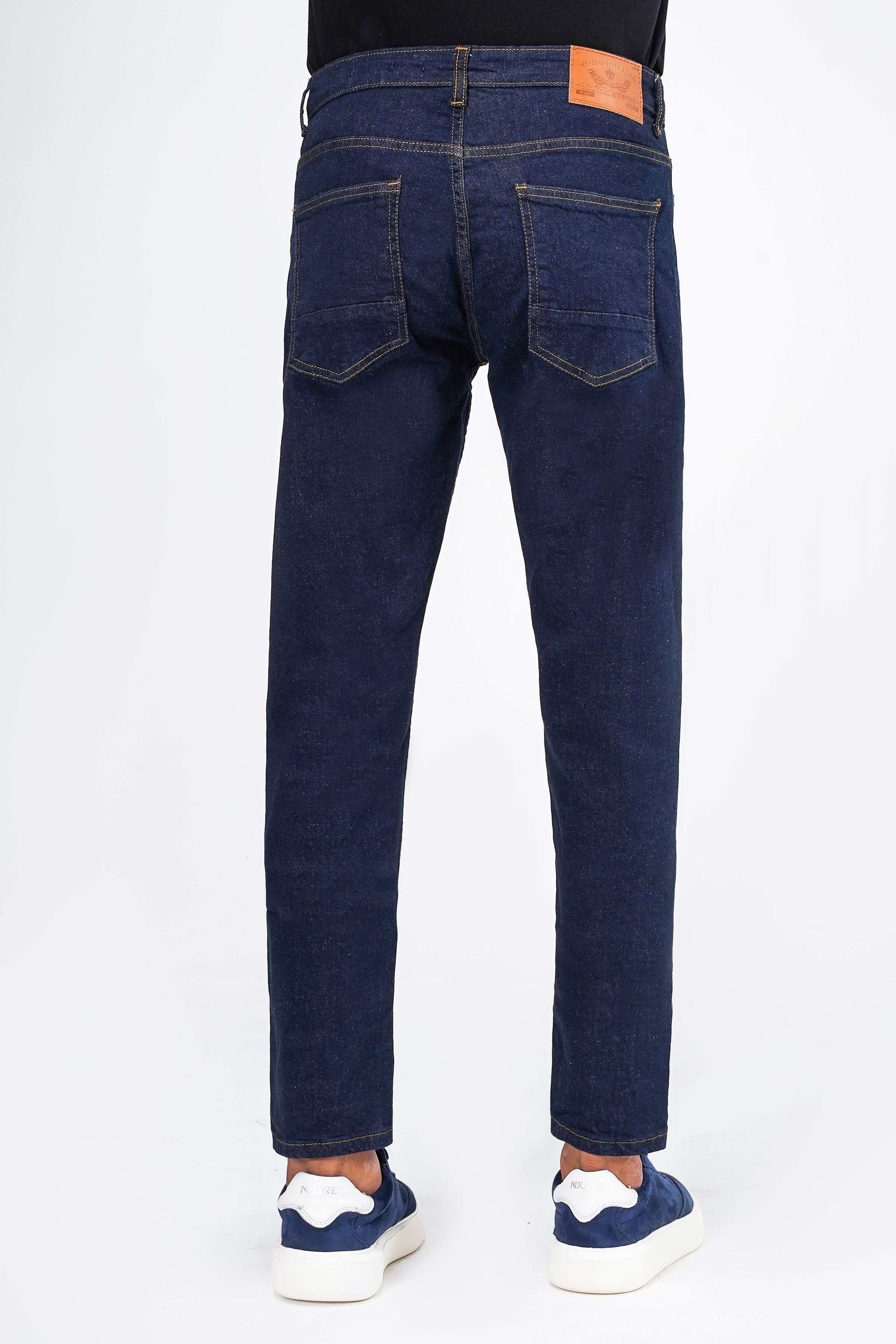 SLIM LEG DENIM JEANS DARK BLUE at Charcoal Clothing