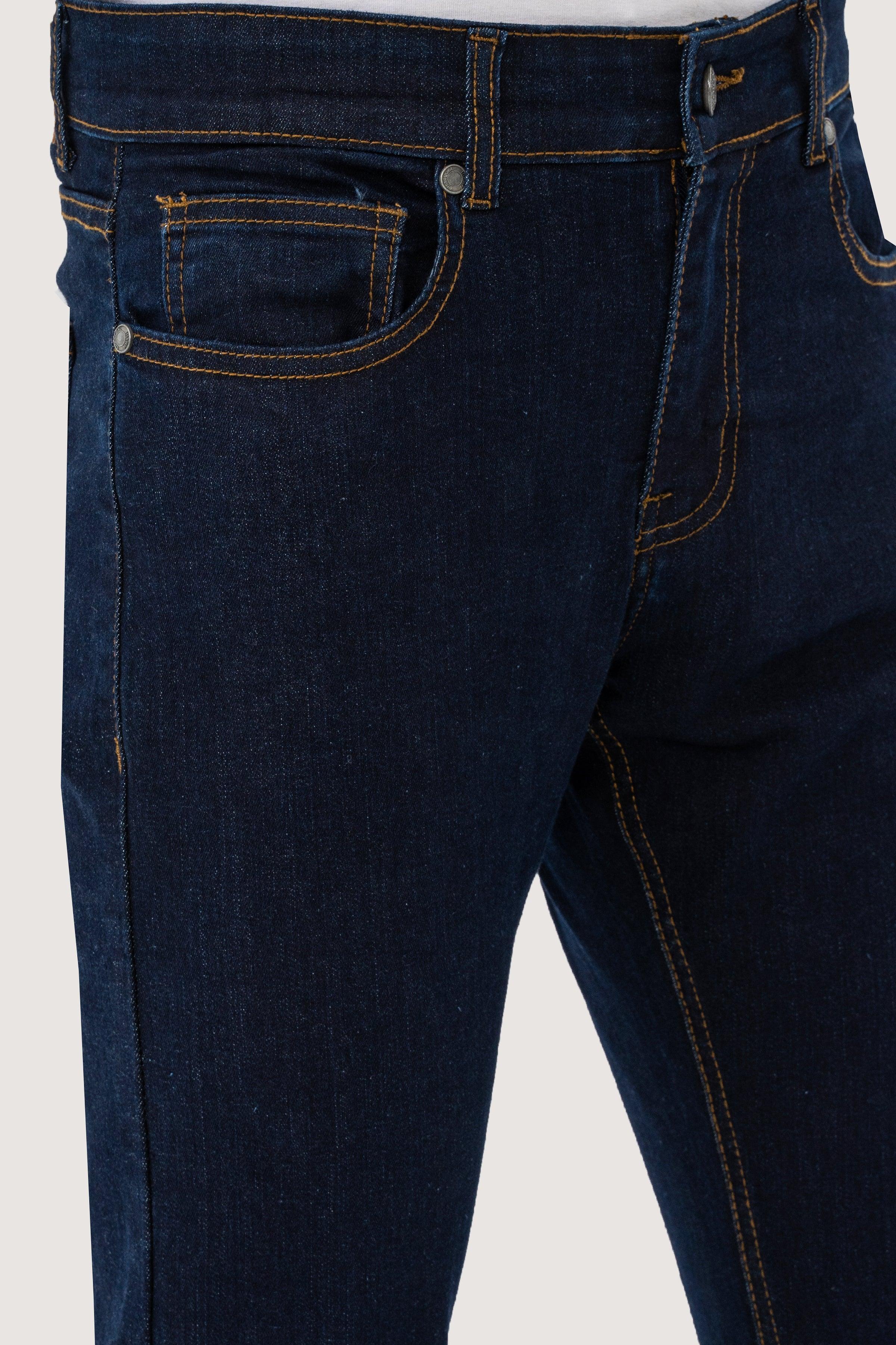 SLIM LEG DENIM JEANS DARK BLUE at Charcoal Clothing