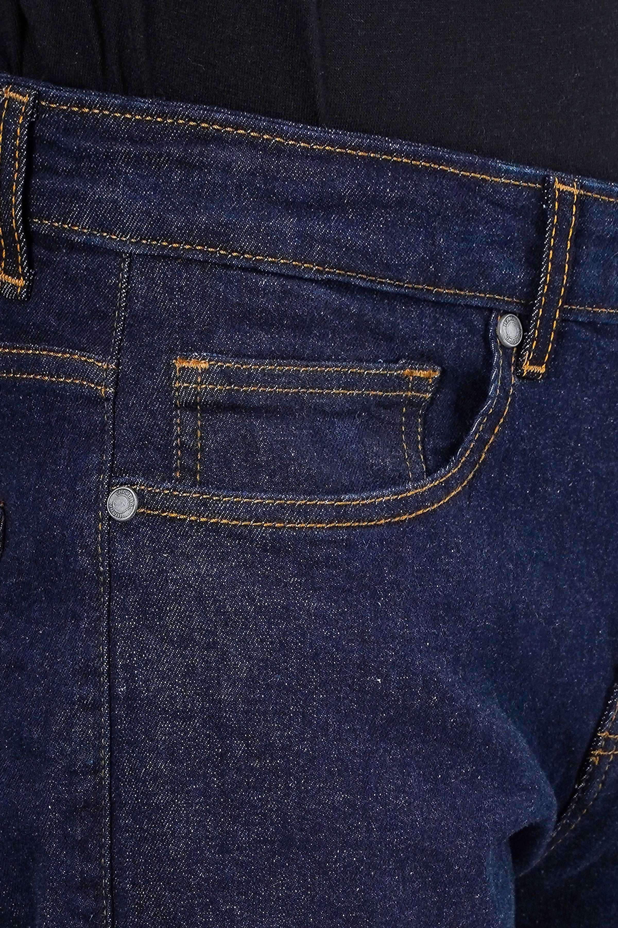 SLIM LEG DENIM JEANS DARK BLUE at Charcoal Clothing