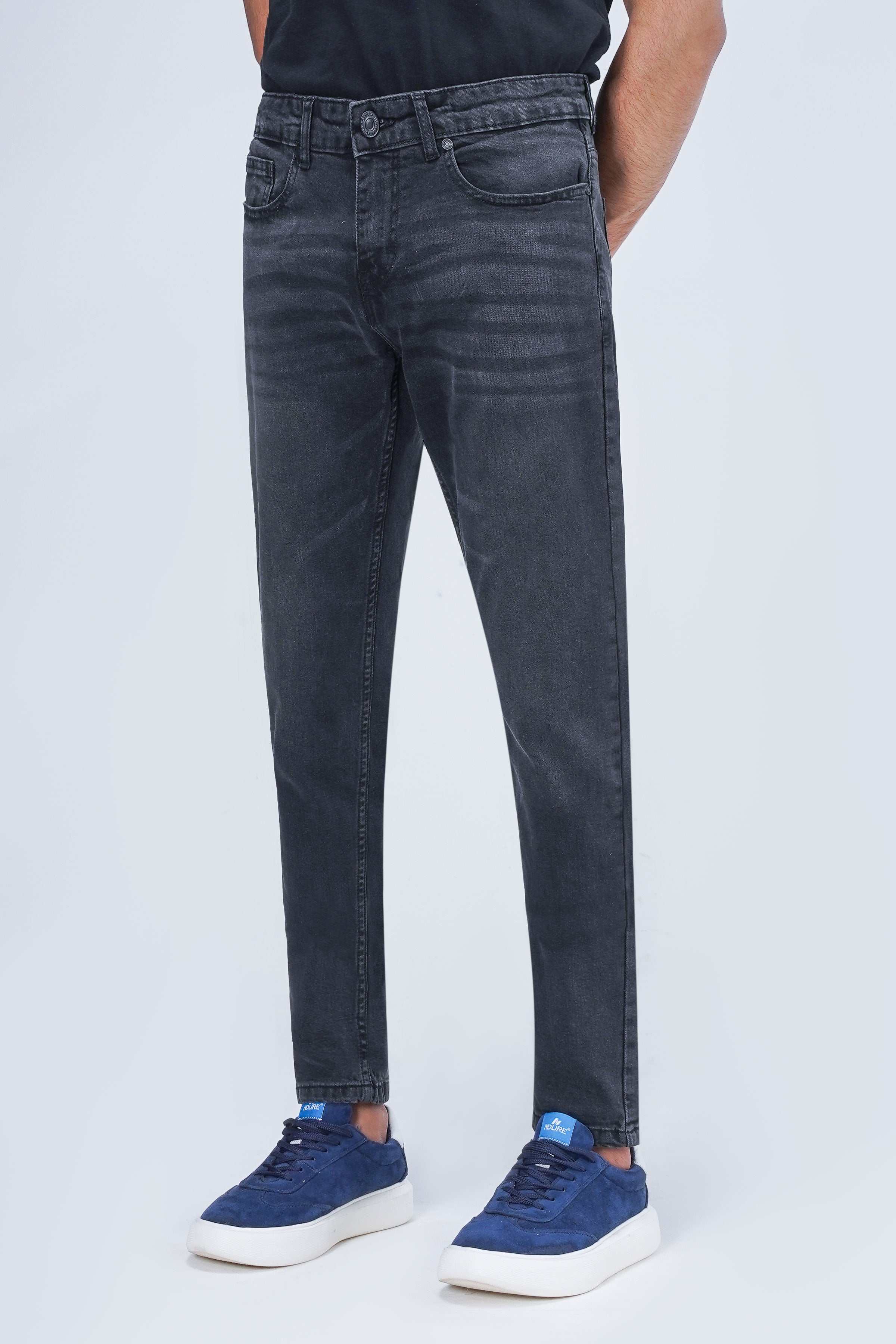 SLIM LEG DENIM JEANS DARK GREY at Charcoal Clothing