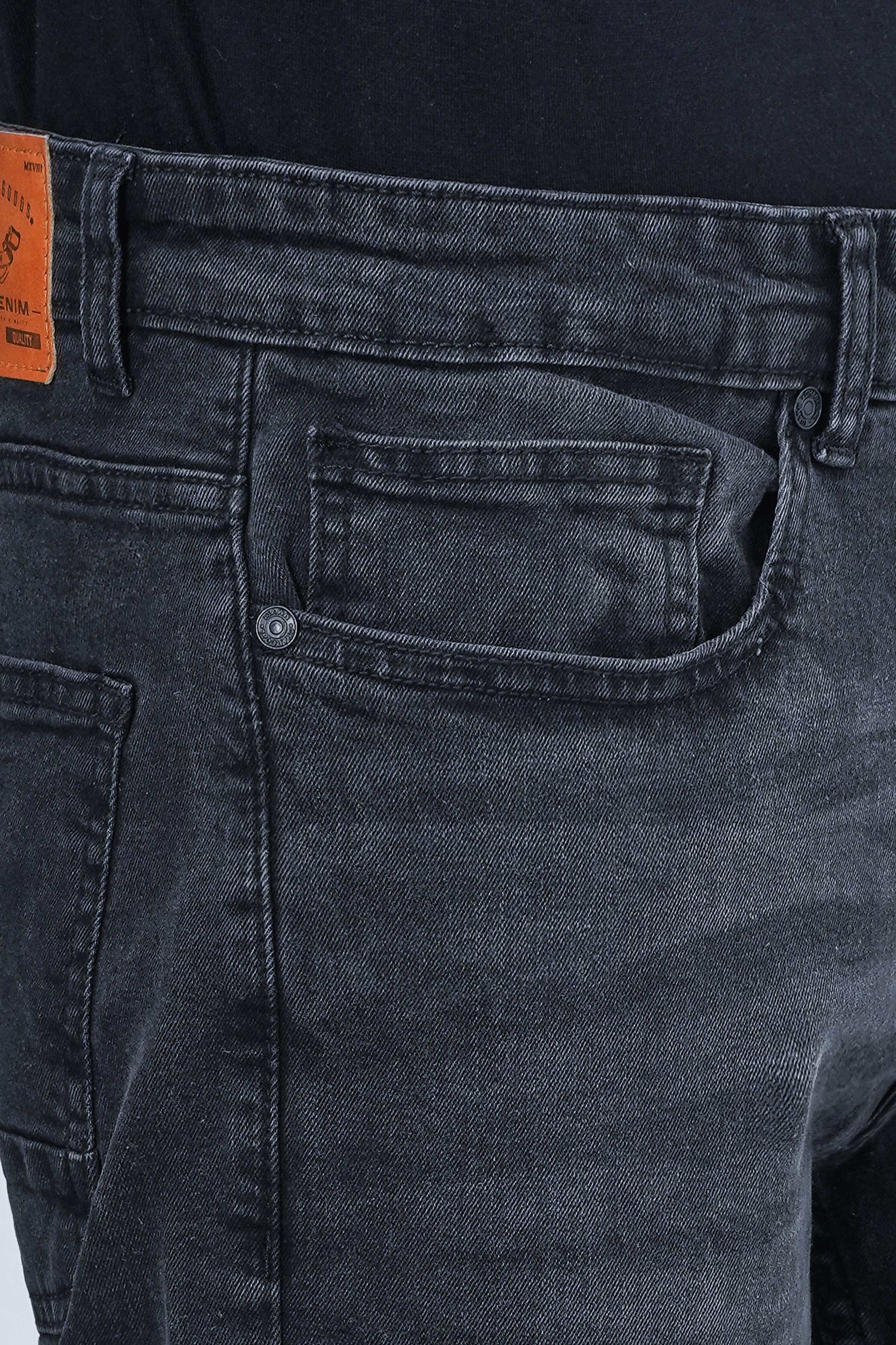 SLIM LEG DENIM JEANS DARK GREY at Charcoal Clothing