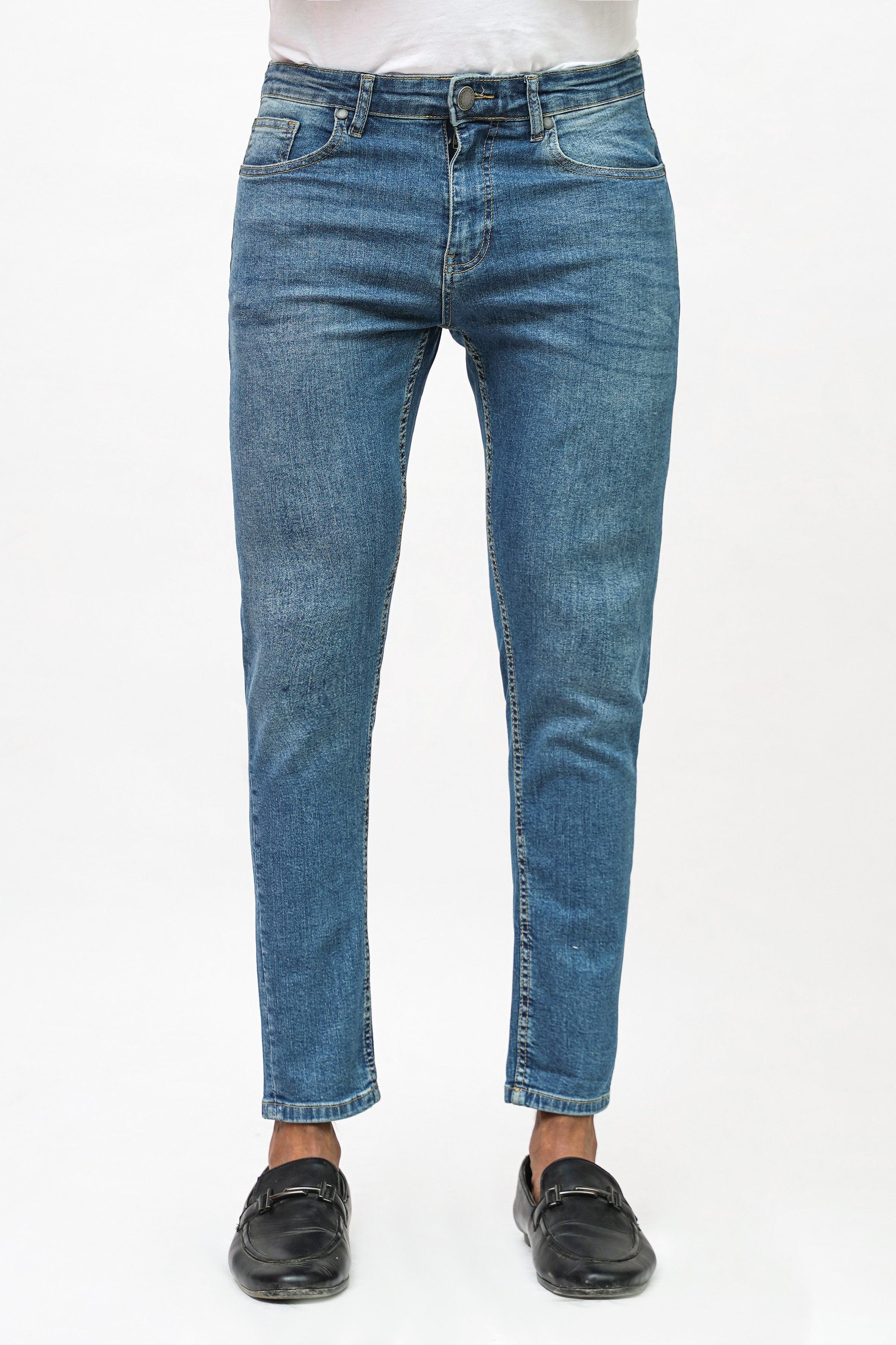 SLIM LEG DENIM JEANS LIGHT BLUE RANDOM at Charcoal Clothing