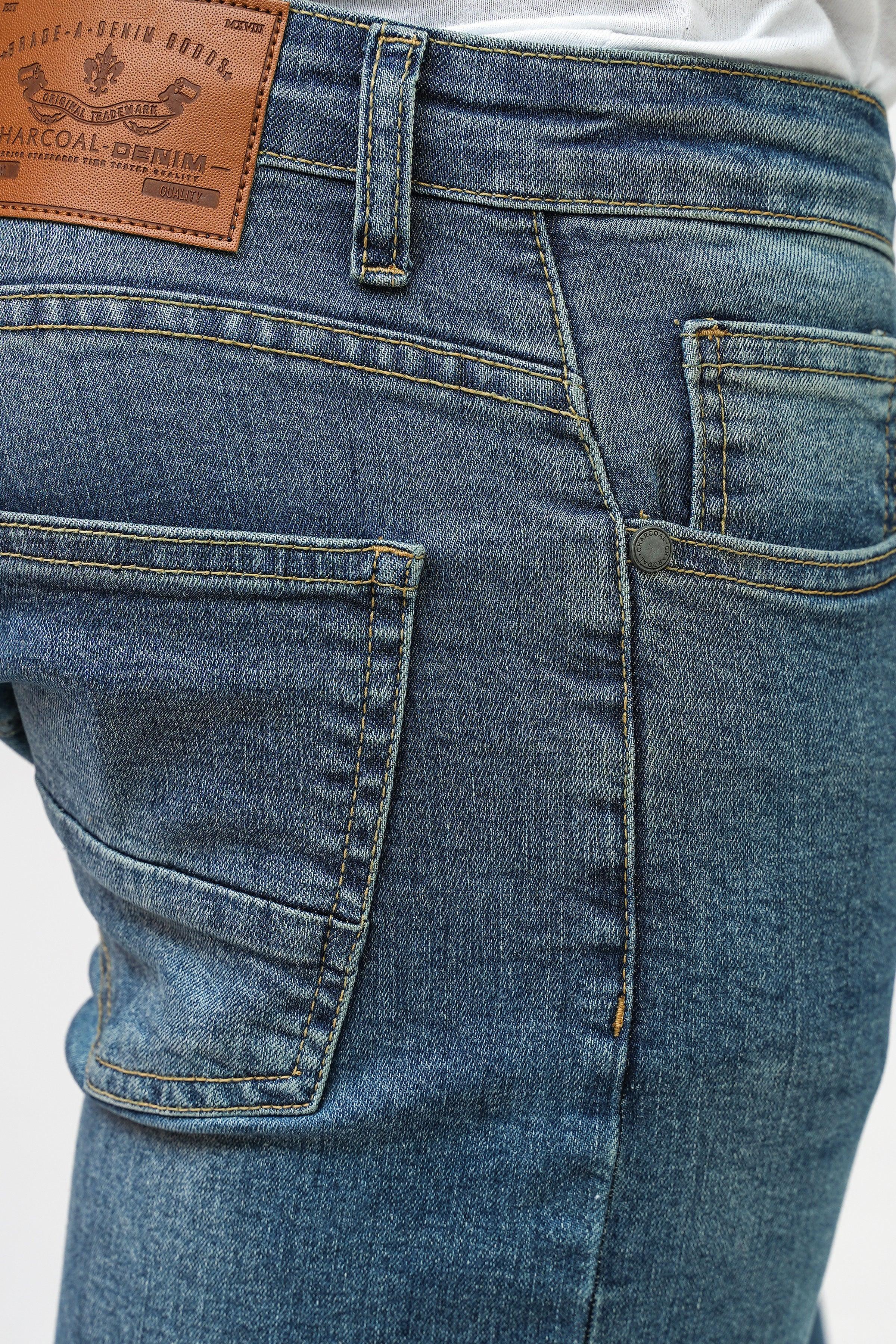 SLIM LEG DENIM JEANS LIGHT BLUE RANDOM at Charcoal Clothing