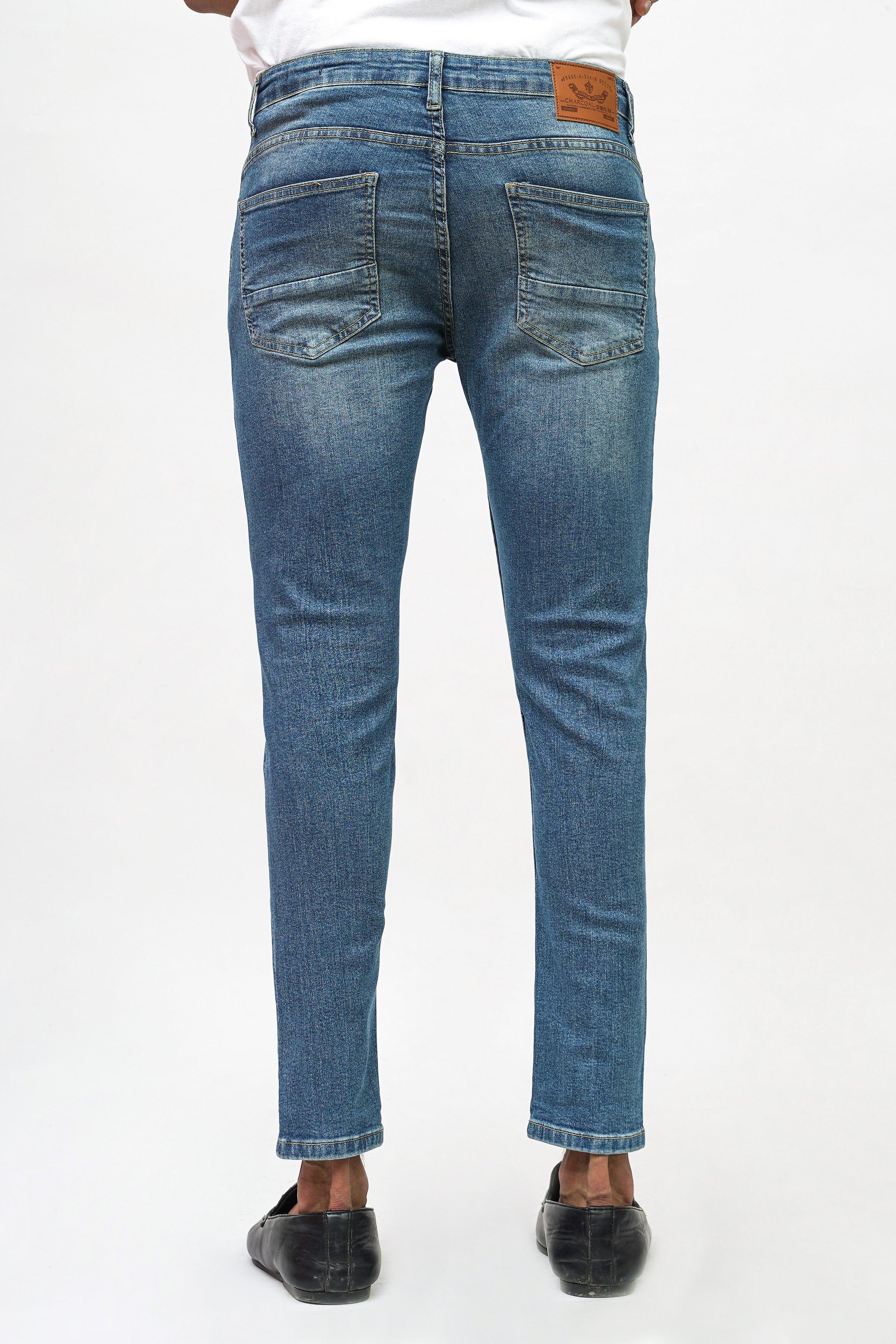SLIM LEG DENIM JEANS LIGHT BLUE RANDOM at Charcoal Clothing
