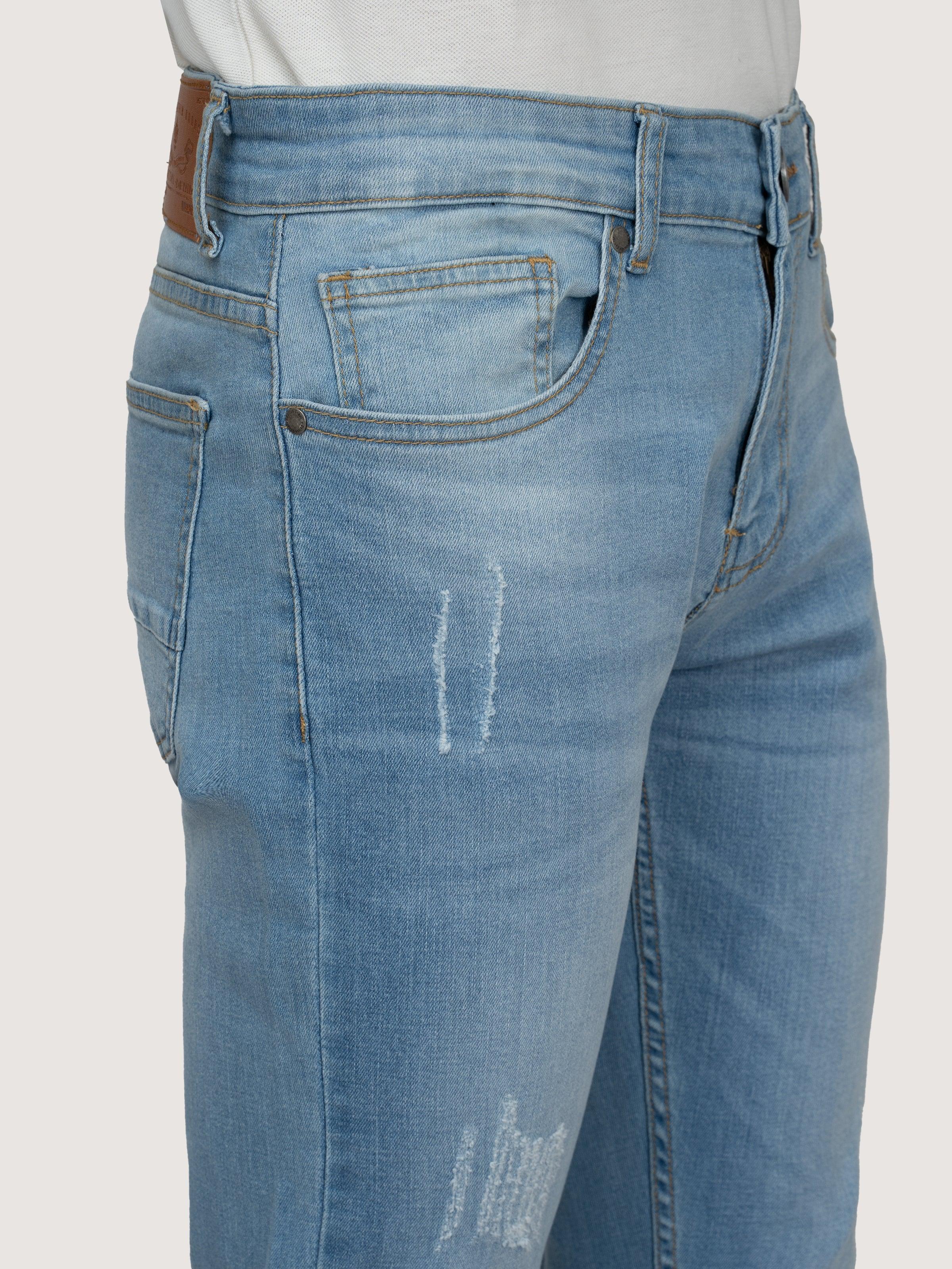 SLIM LEG DENIM JEANS LIGHT BLUE at Charcoal Clothing