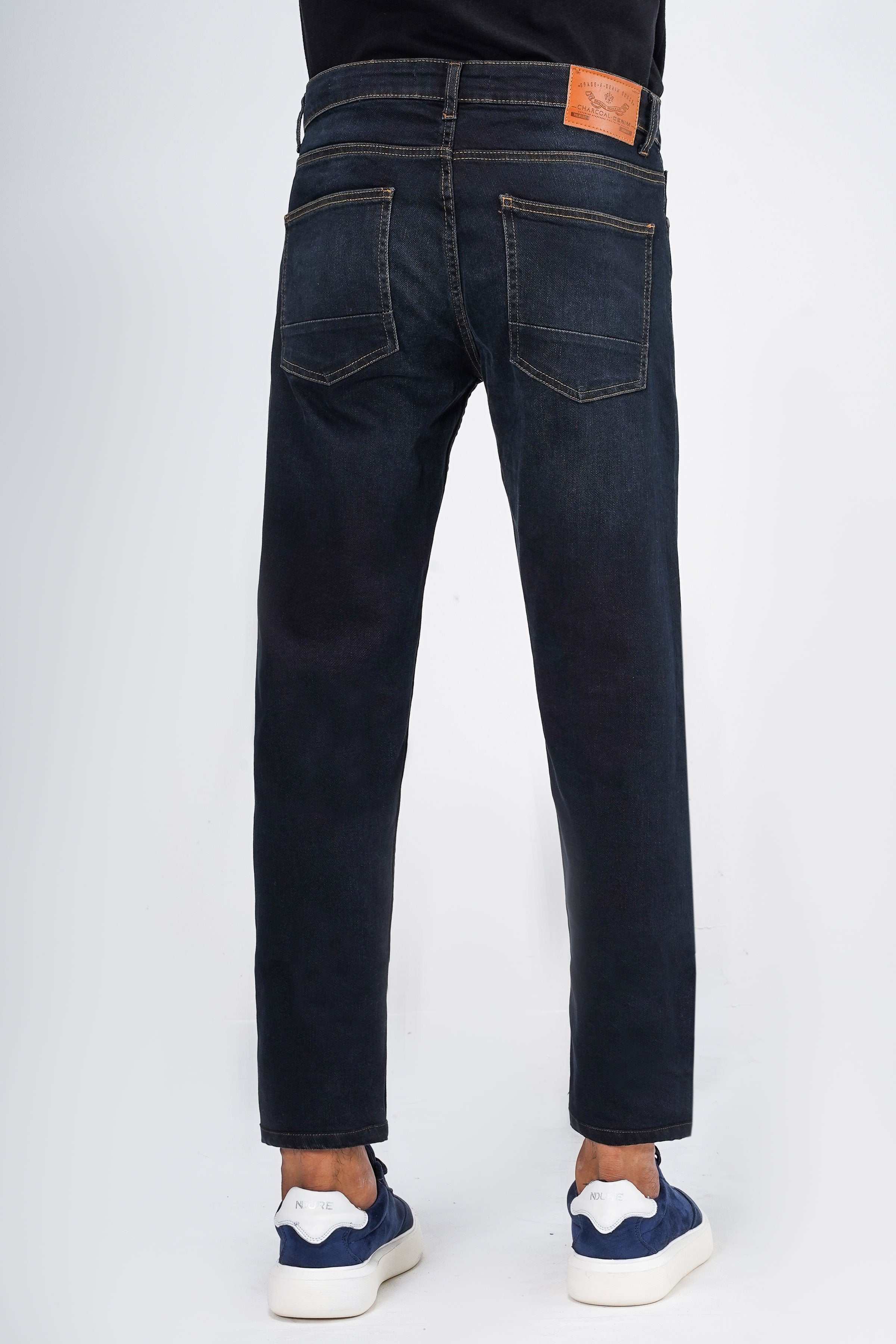 SLIM LEG DENIM JEANS NAVY BLUE at Charcoal Clothing