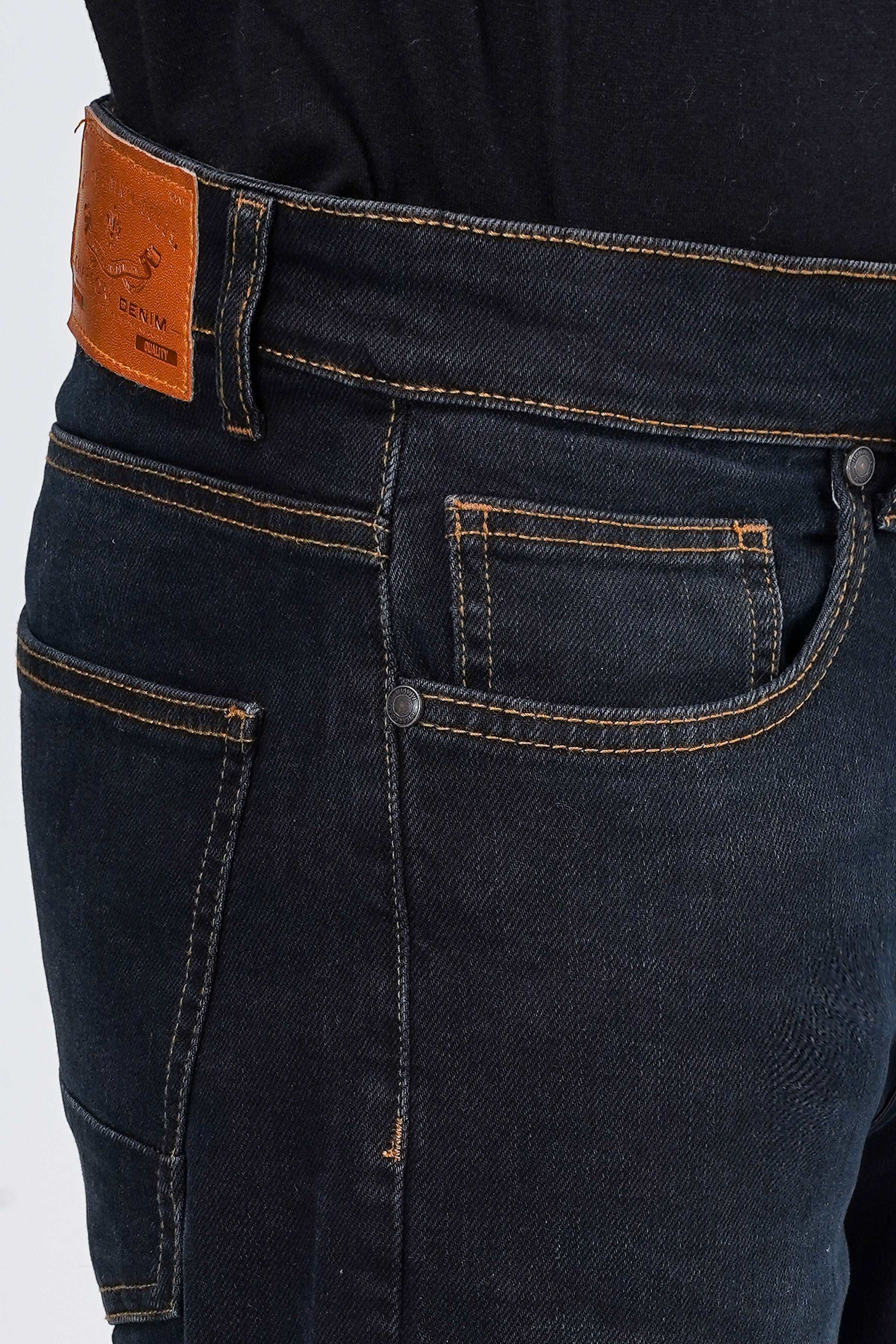 SLIM LEG DENIM JEANS NAVY BLUE at Charcoal Clothing