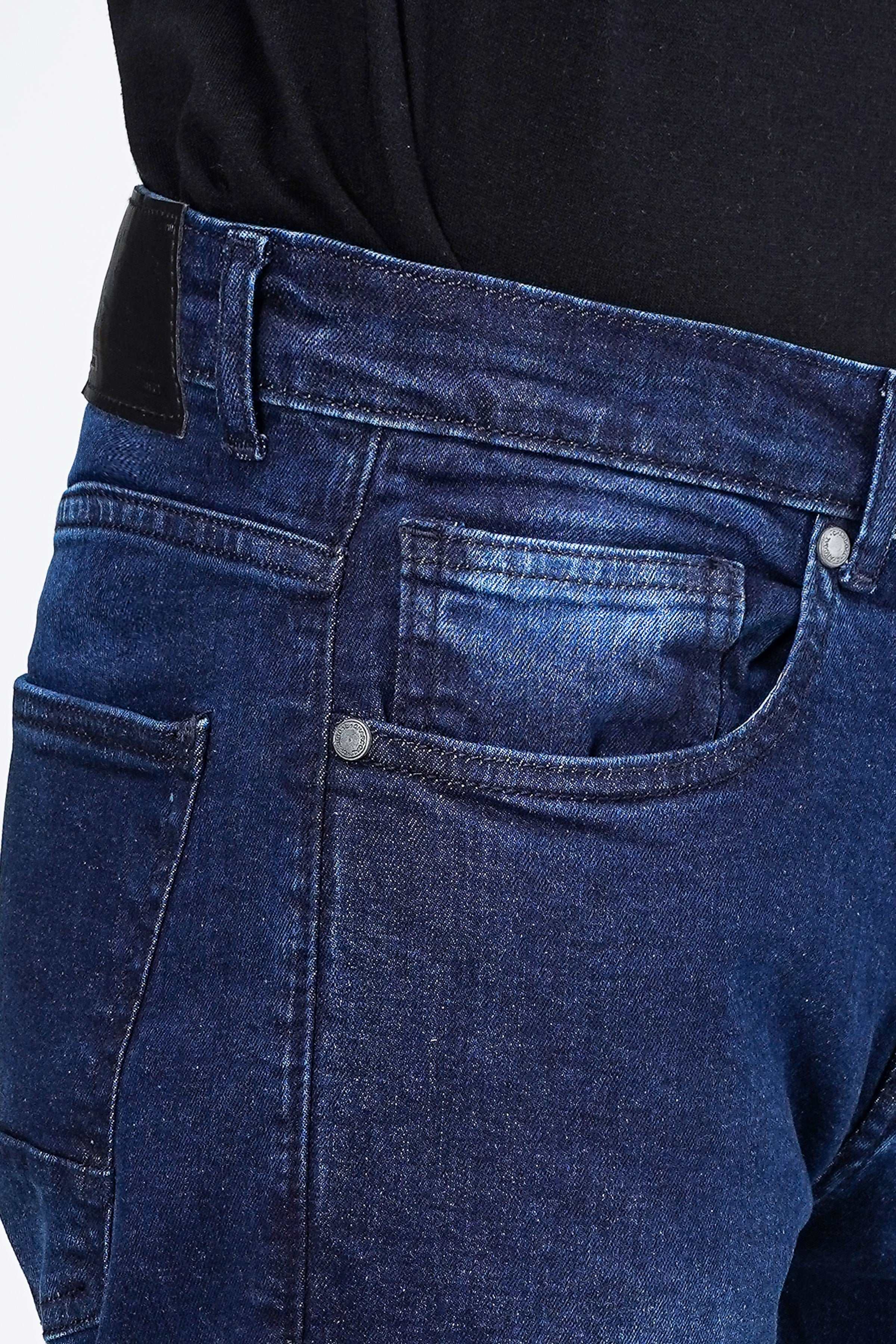 SLIM LEG DENIM JEANS NAVY BLUE at Charcoal Clothing