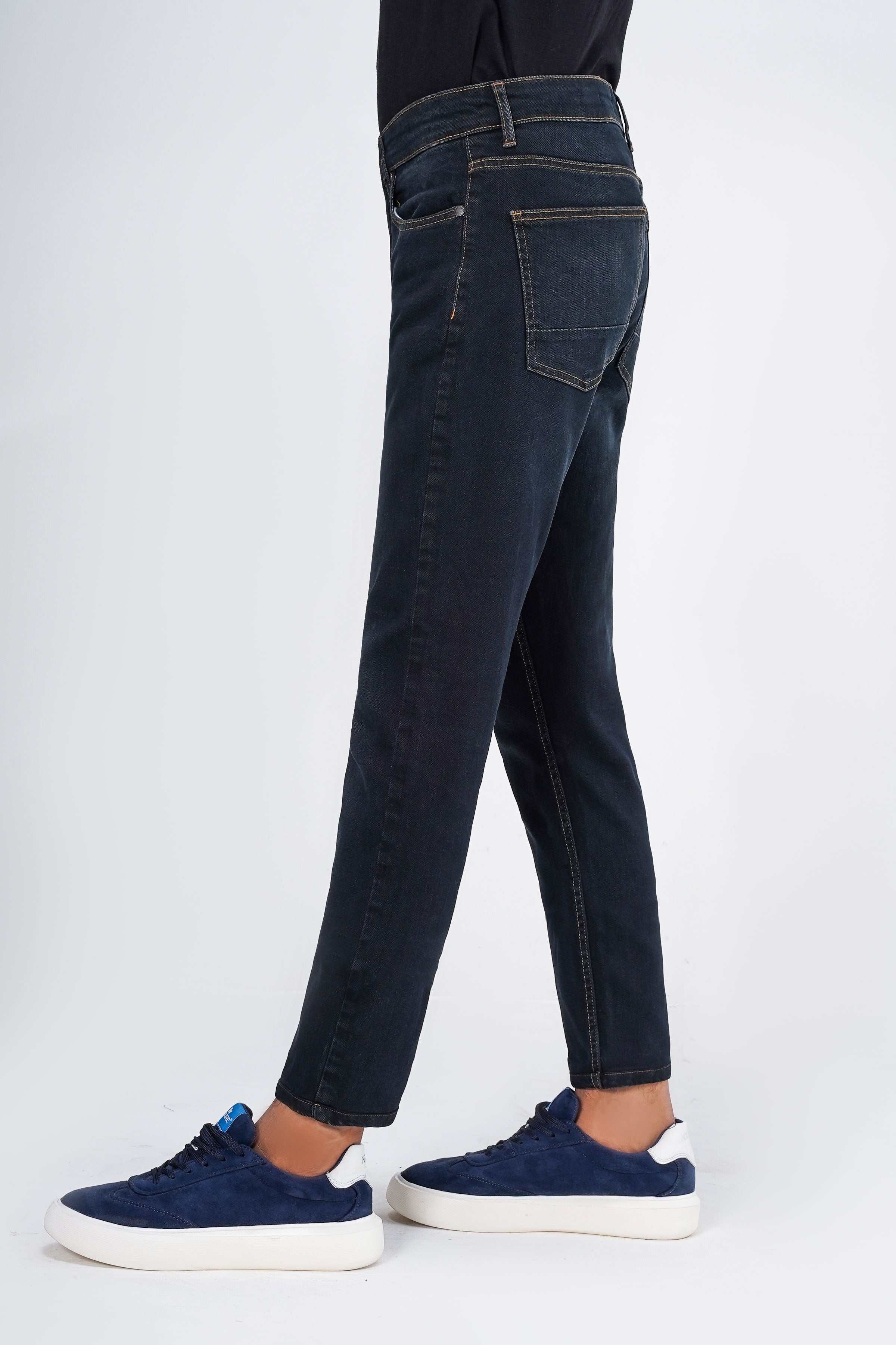 SLIM LEG DENIM JEANS NAVY BLUE at Charcoal Clothing