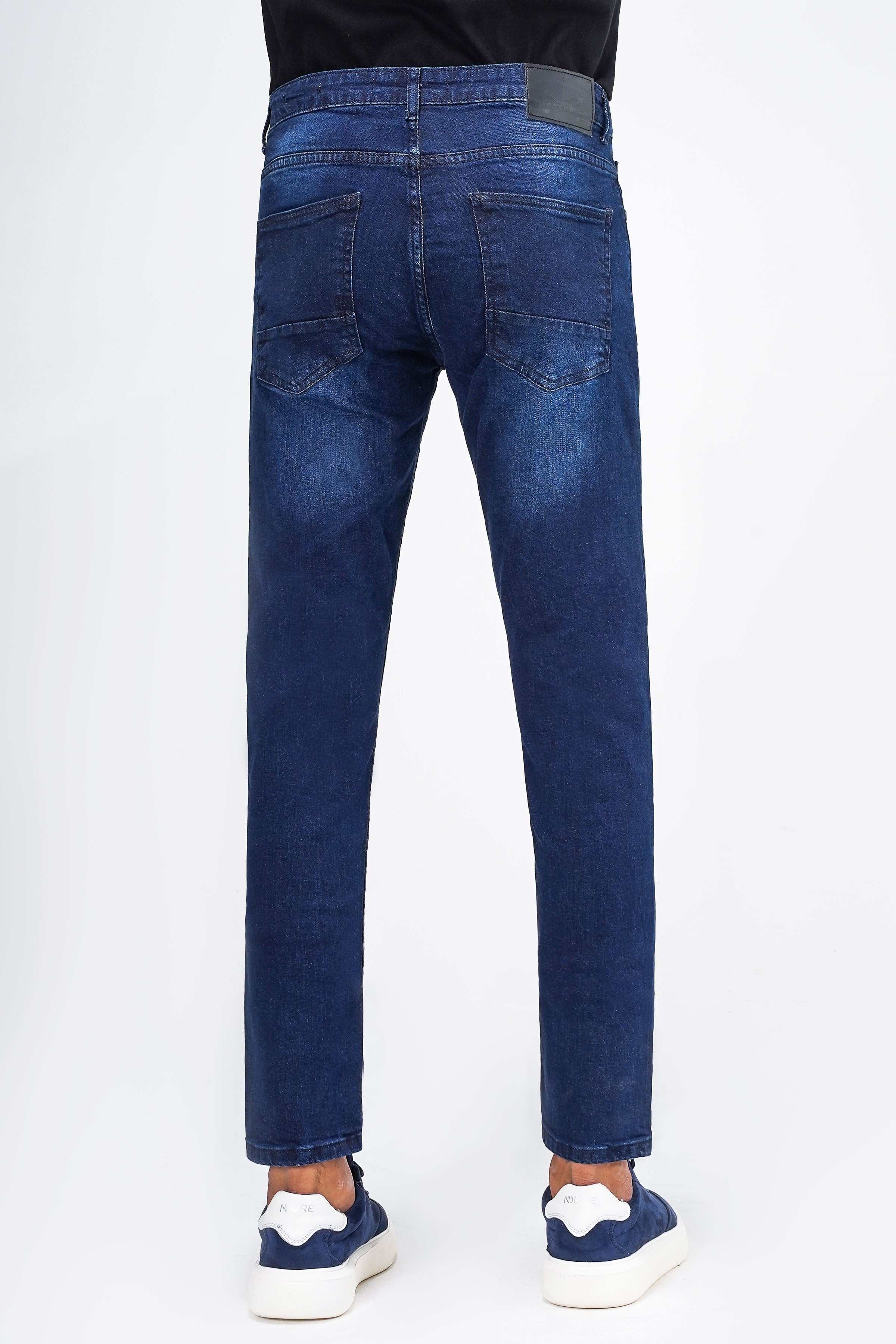 SLIM LEG DENIM JEANS NAVY BLUE at Charcoal Clothing