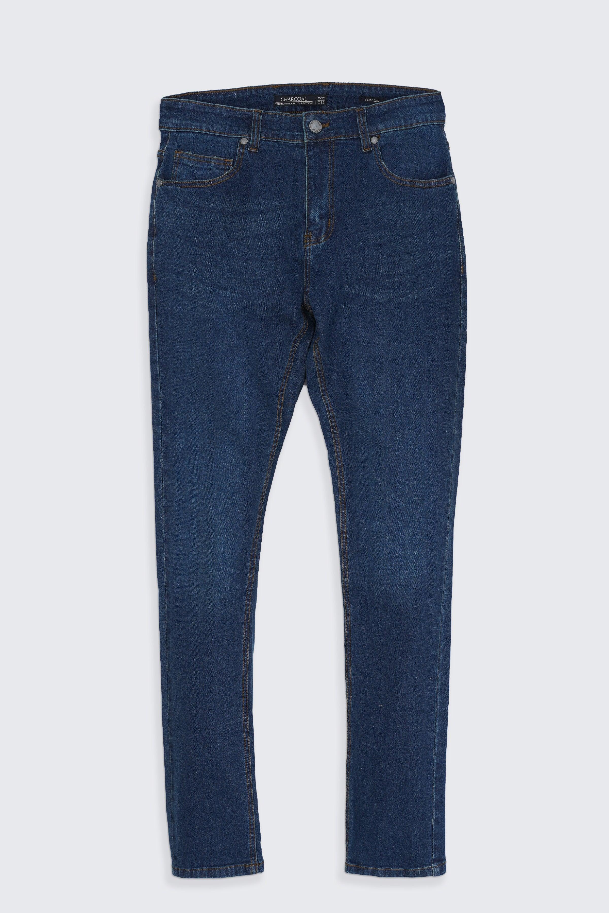 SLIM LEG JEANS DARK BLUE at Charcoal Clothing
