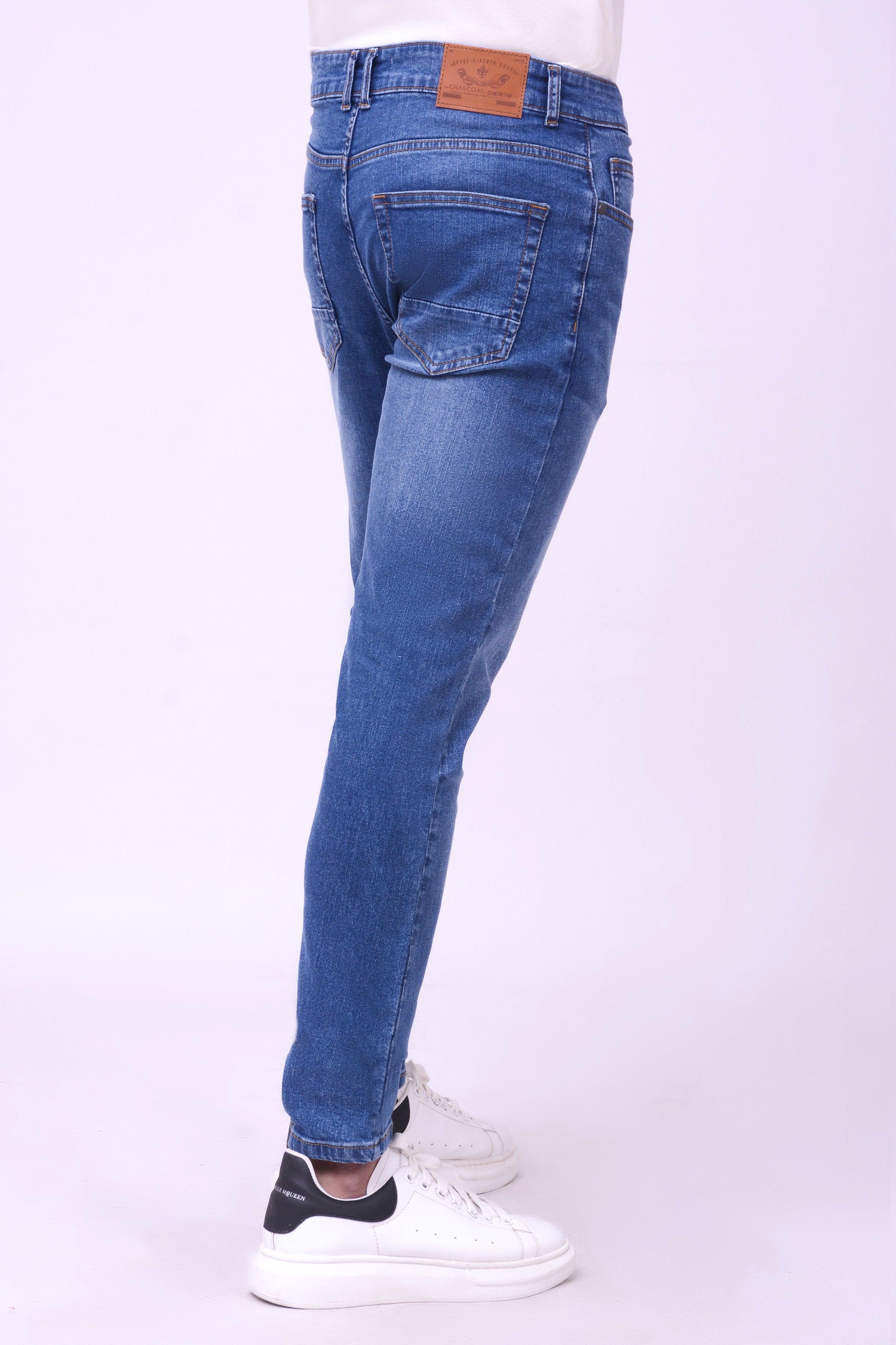 SLIM LEG JEANS MID BLUE at Charcoal Clothing