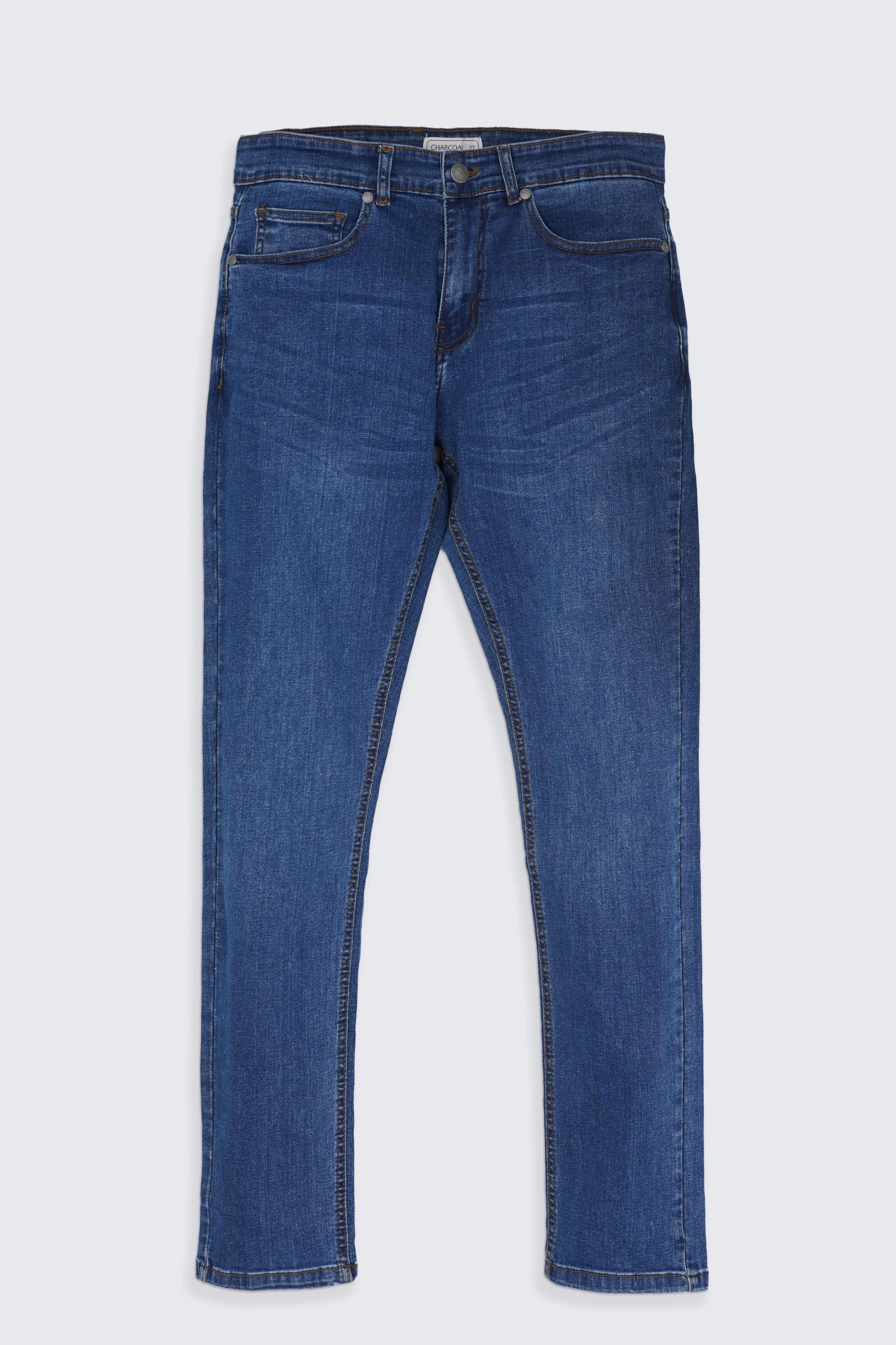 SLIM LEG JEANS MID BLUE at Charcoal Clothing