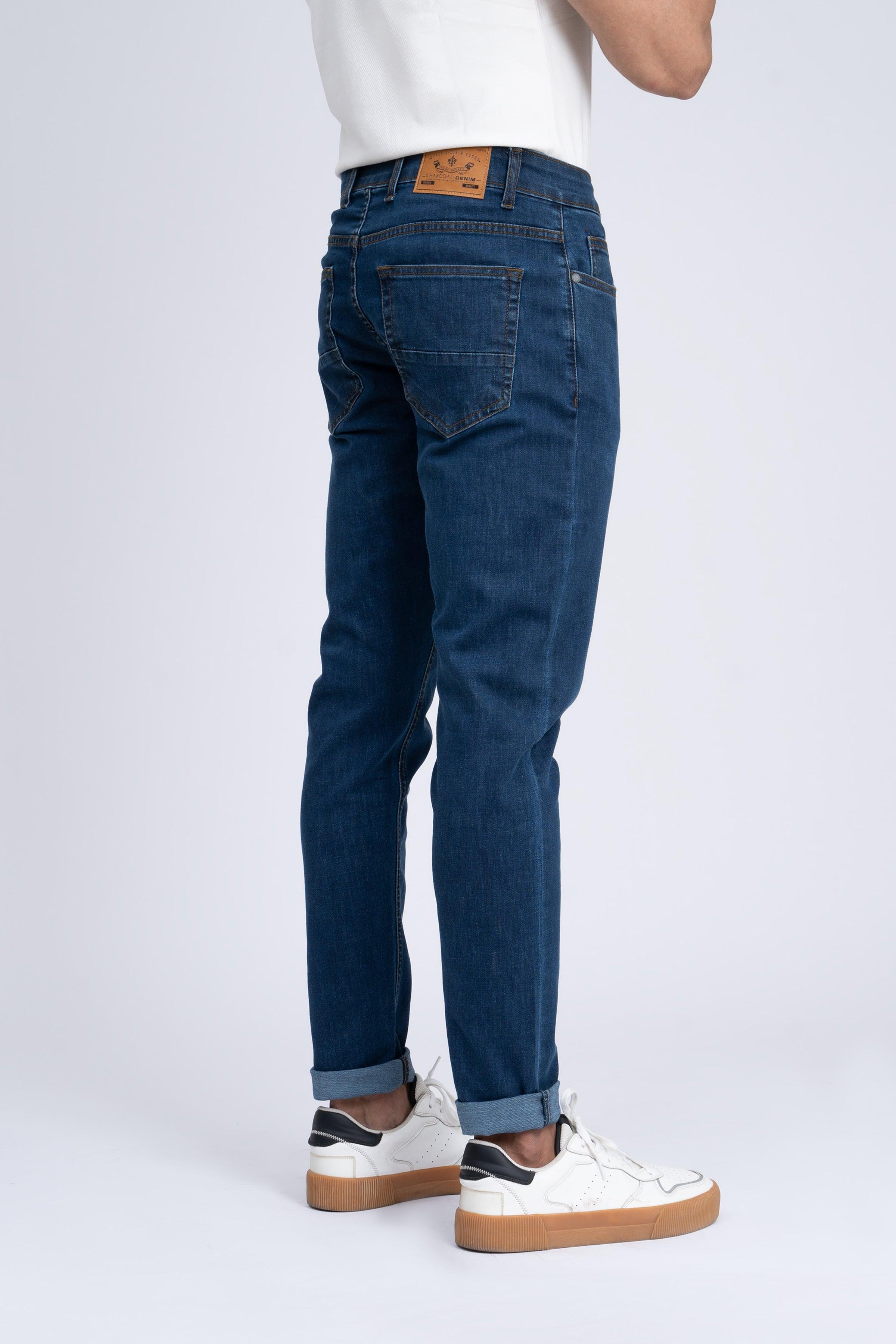 SLIM LEG JEANS MID BLUE at Charcoal Clothing