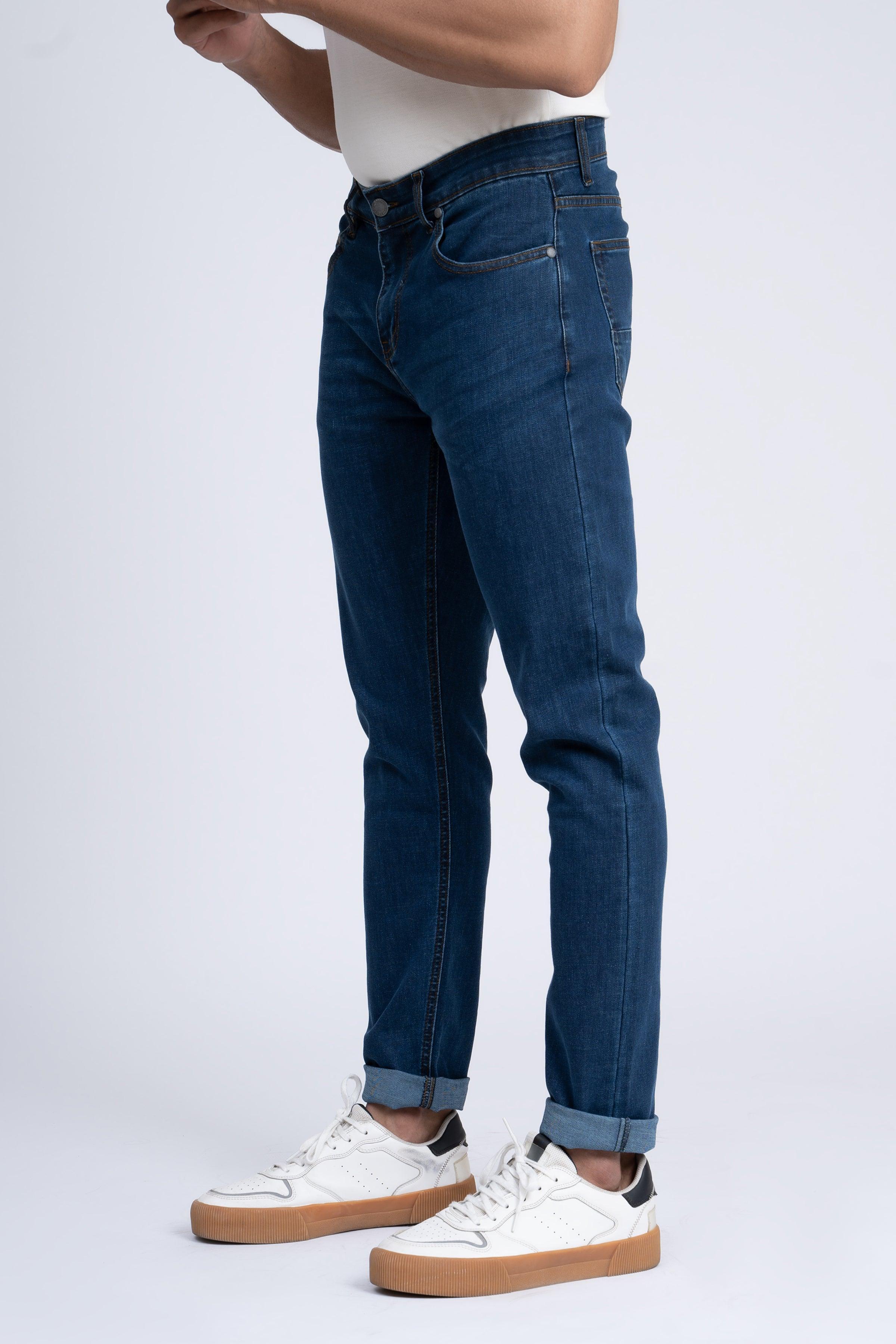 SLIM LEG JEANS MID BLUE at Charcoal Clothing