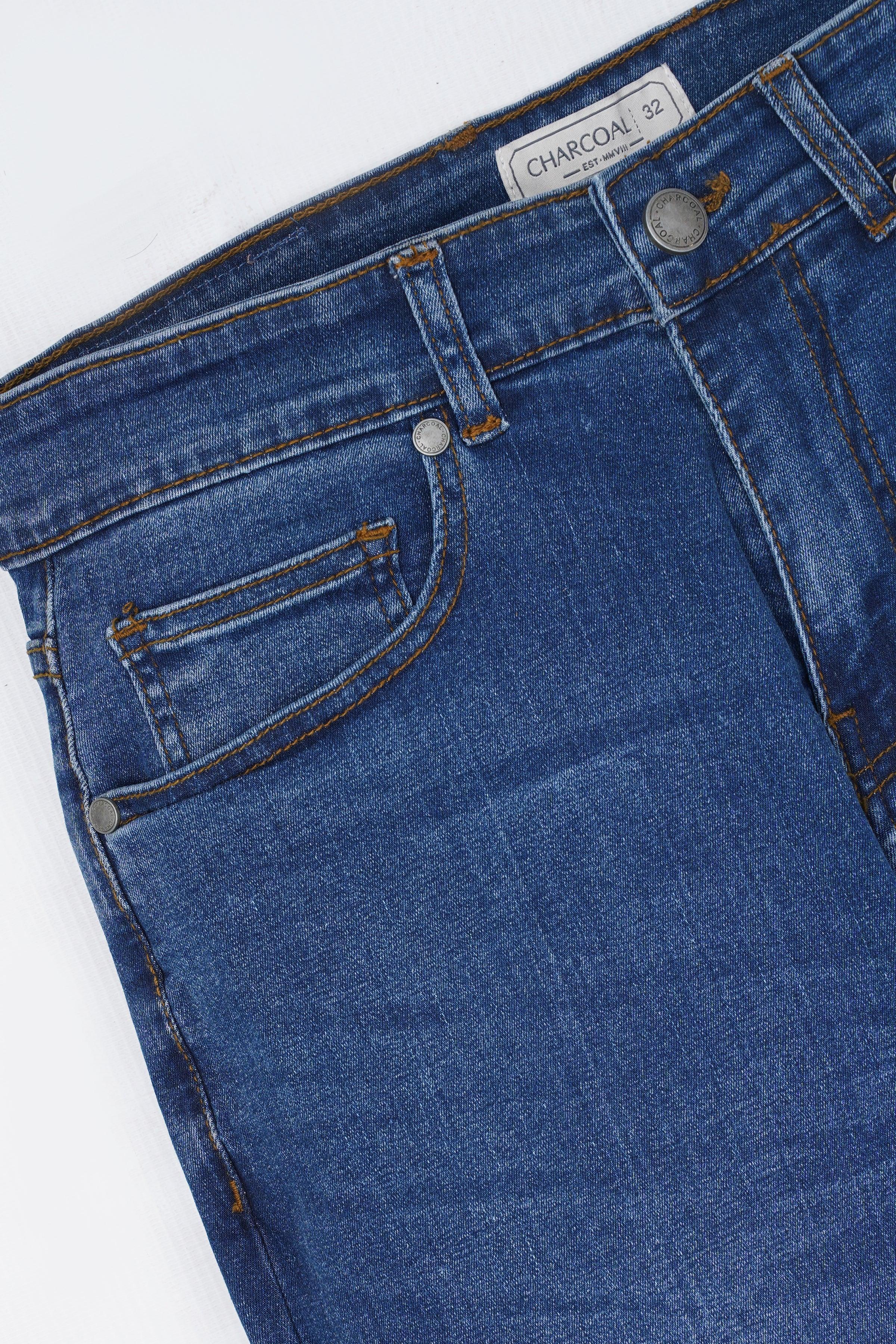 SLIM LEG JEANS MID BLUE at Charcoal Clothing