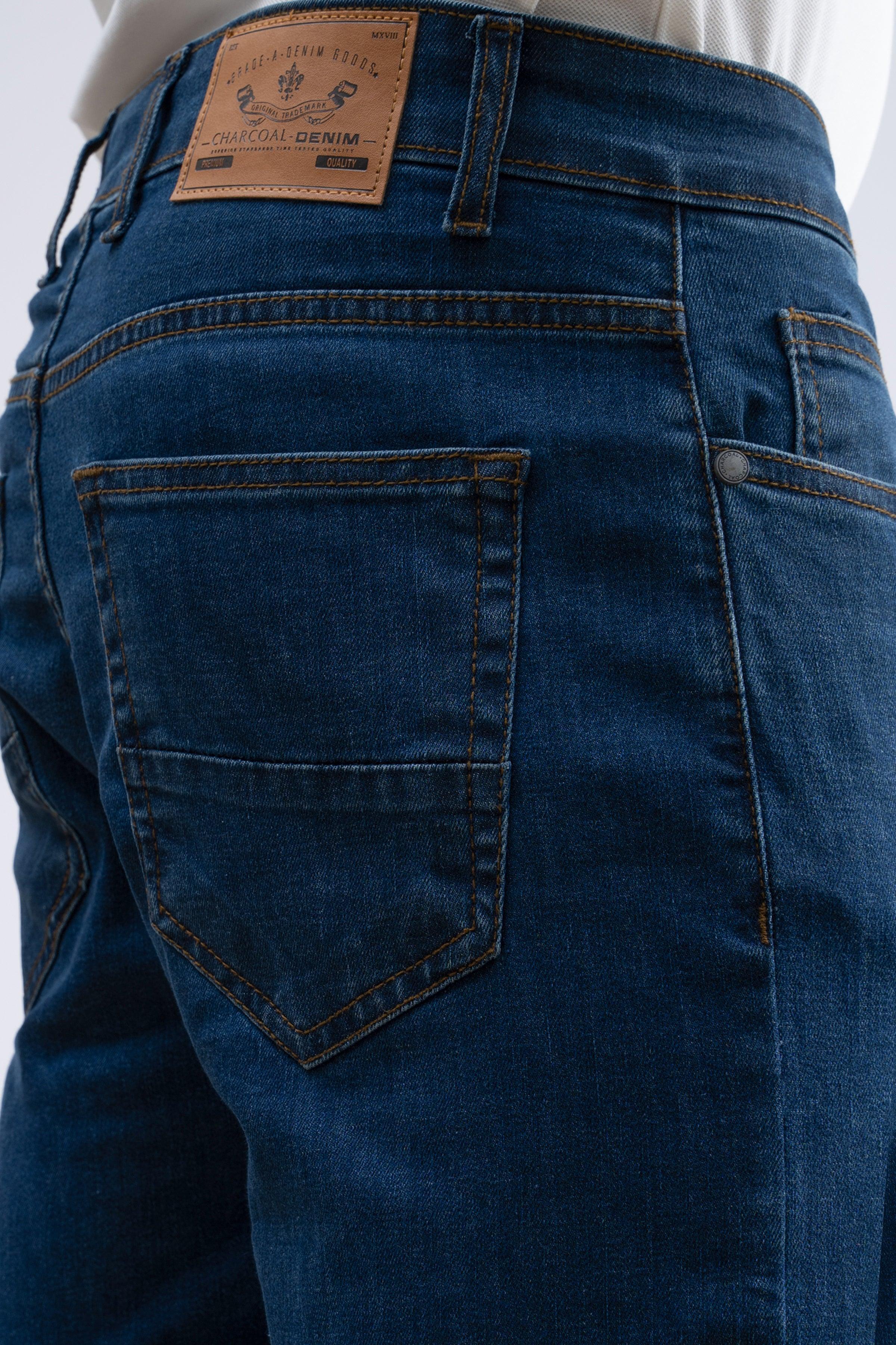 SLIM LEG JEANS MID BLUE at Charcoal Clothing