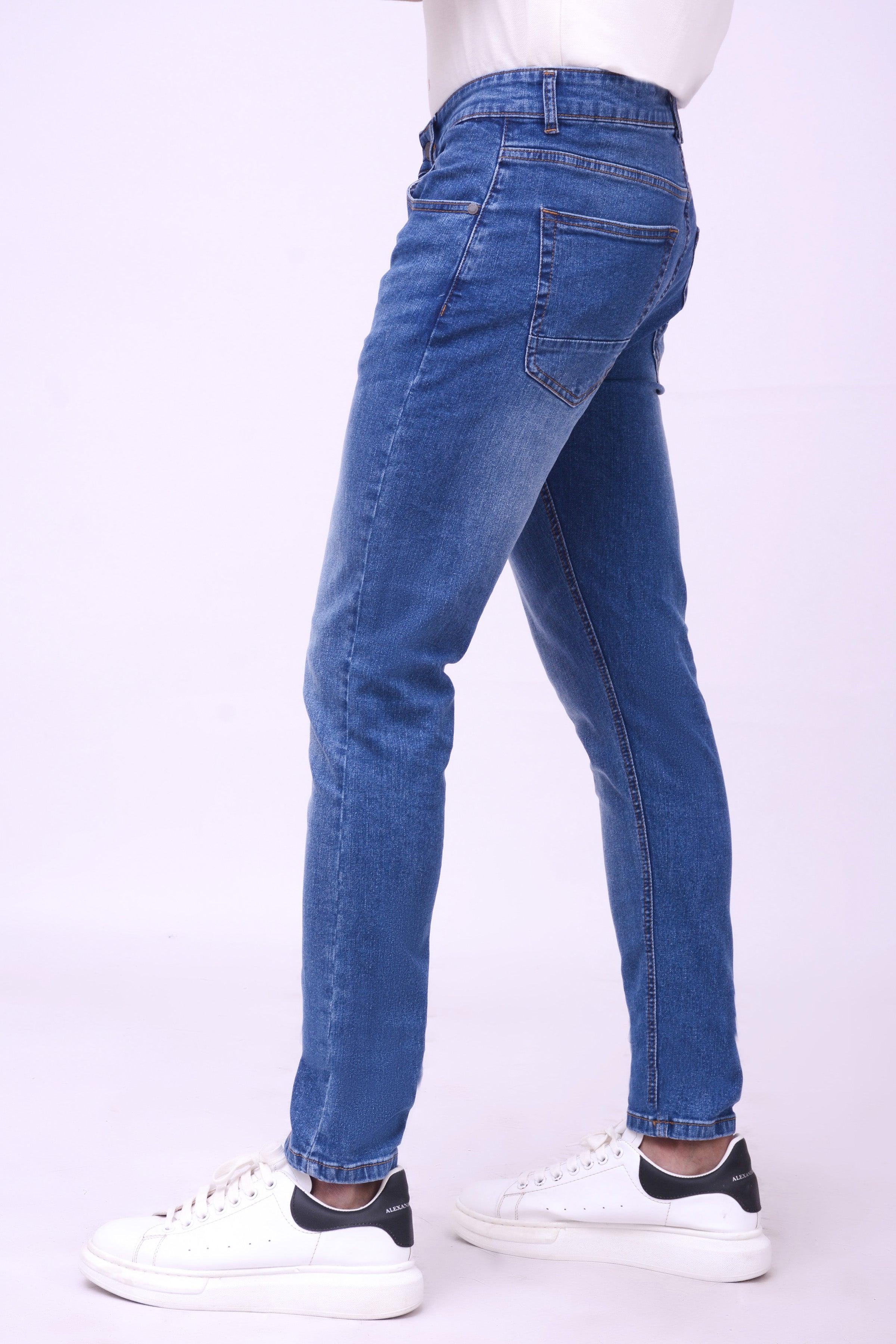 SLIM LEG JEANS MID BLUE at Charcoal Clothing