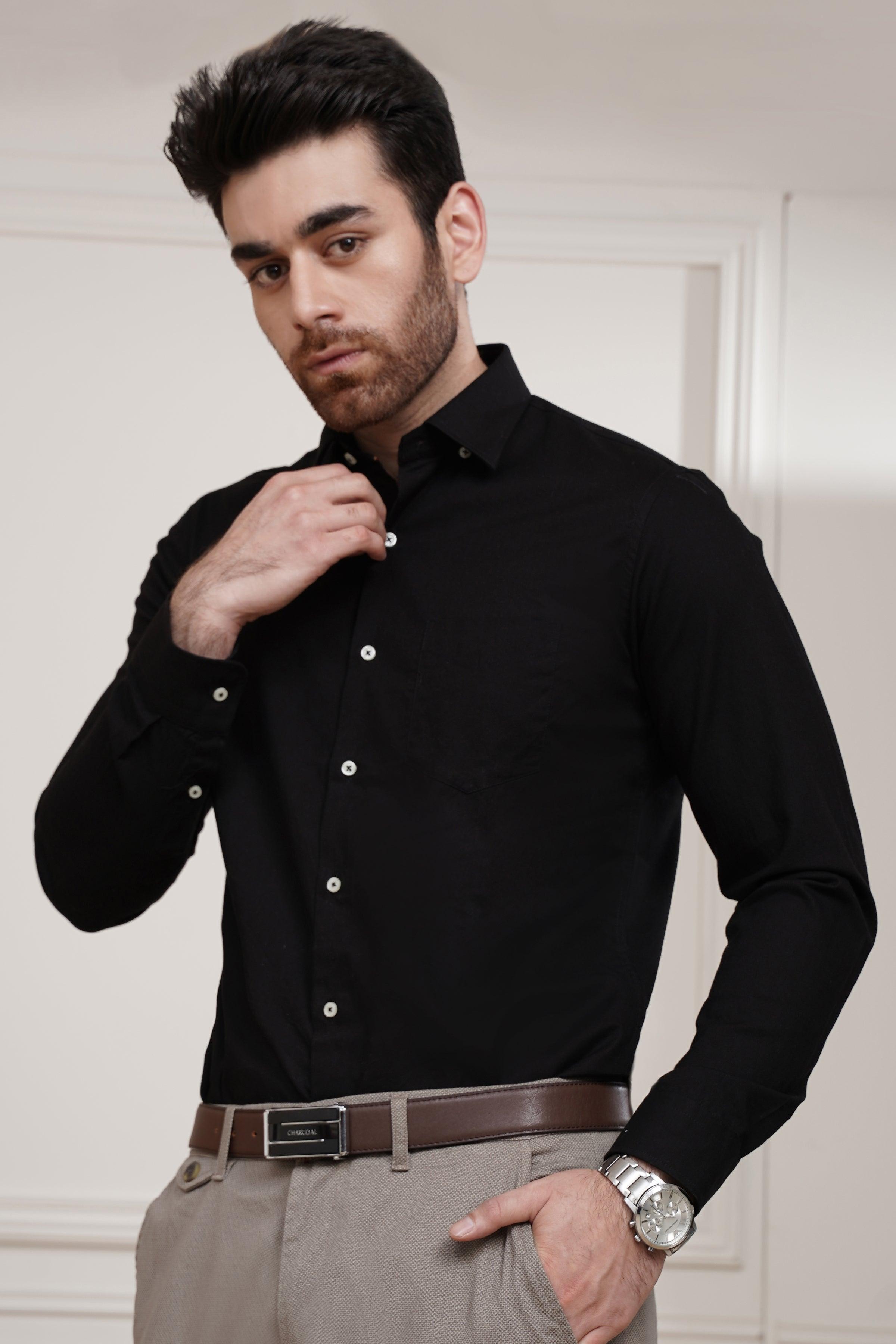 SMART SHIRT BLACK at Charcoal Clothing