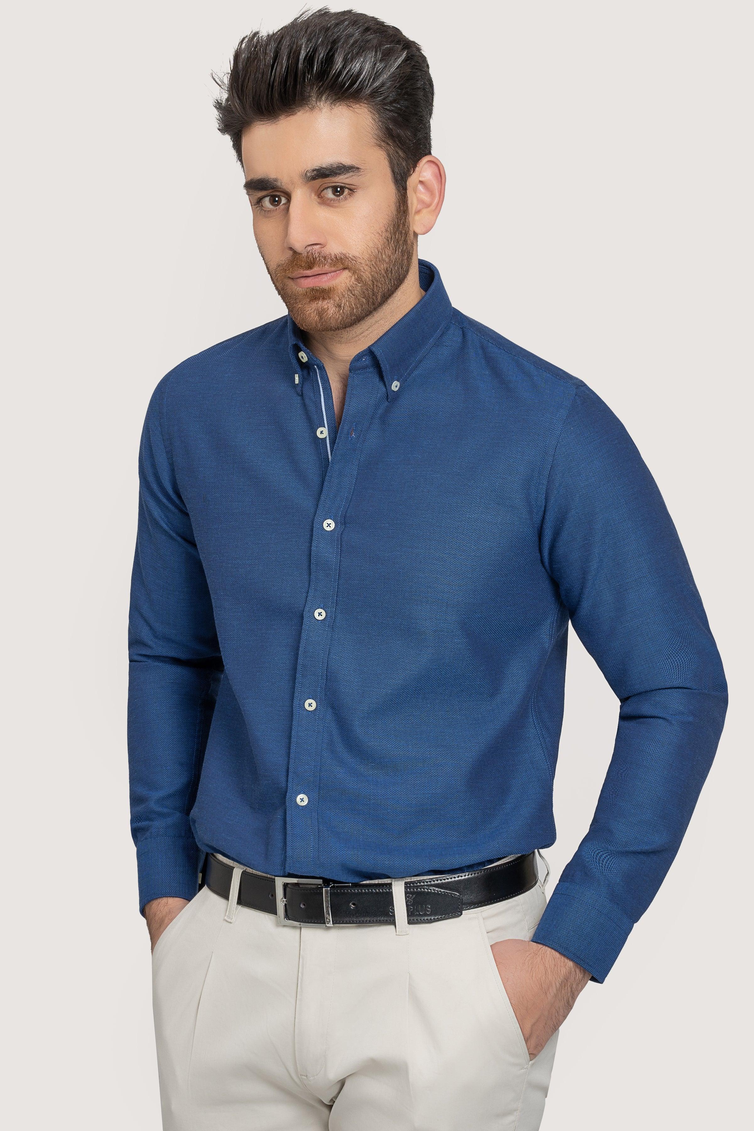 SMART SHIRT BLUE SELF at Charcoal Clothing
