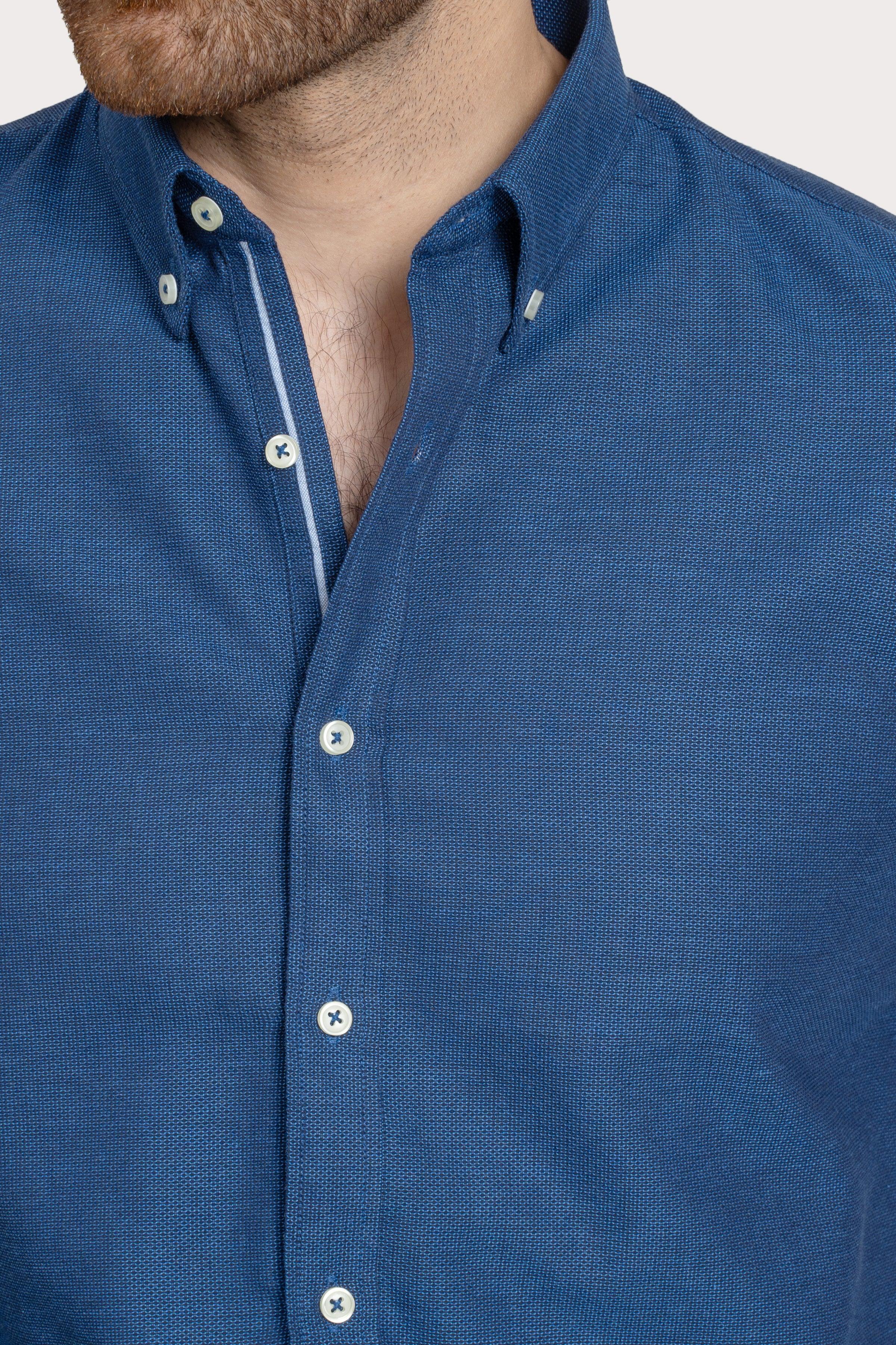 SMART SHIRT BLUE SELF at Charcoal Clothing
