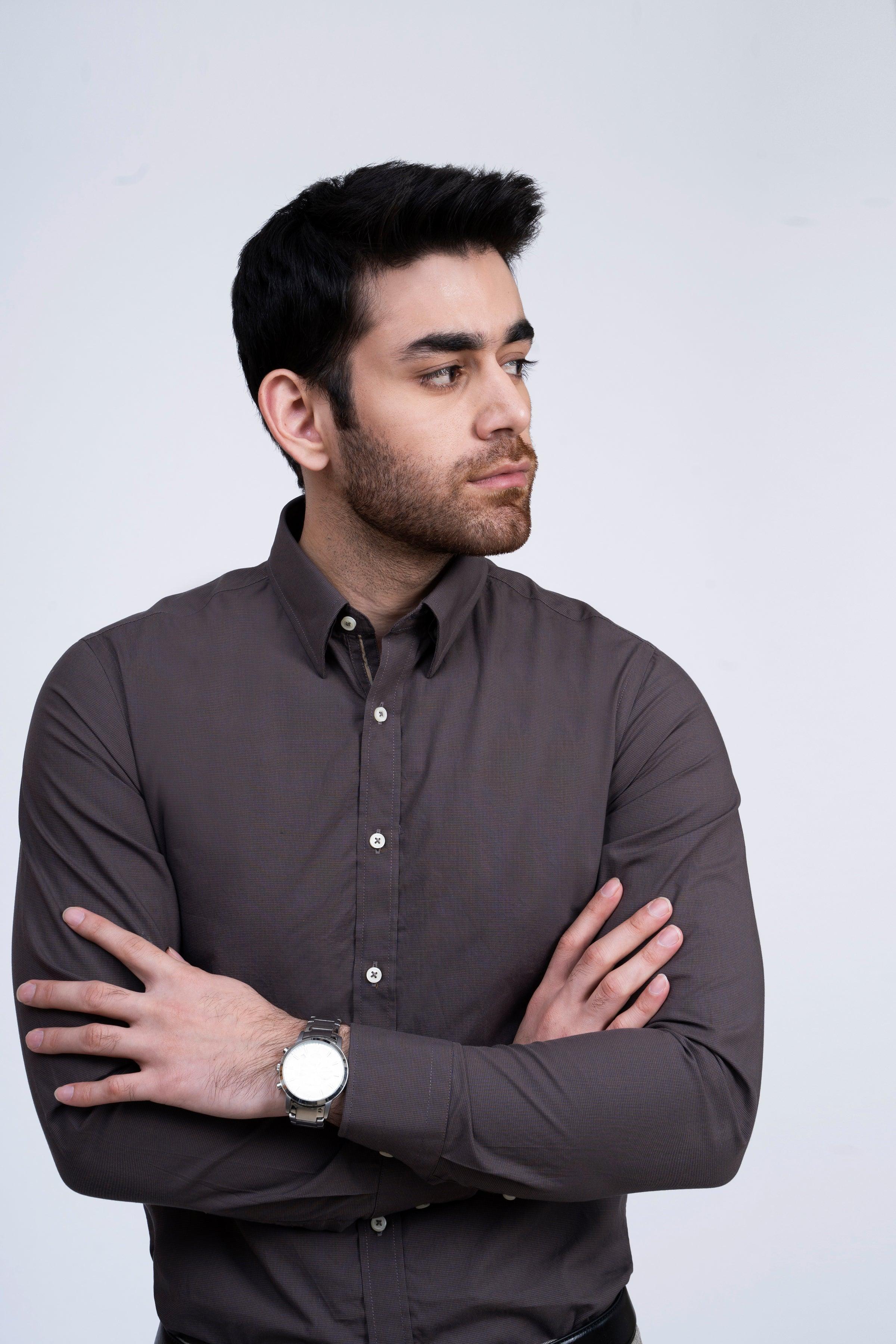 SMART SHIRT BROWN at Charcoal Clothing