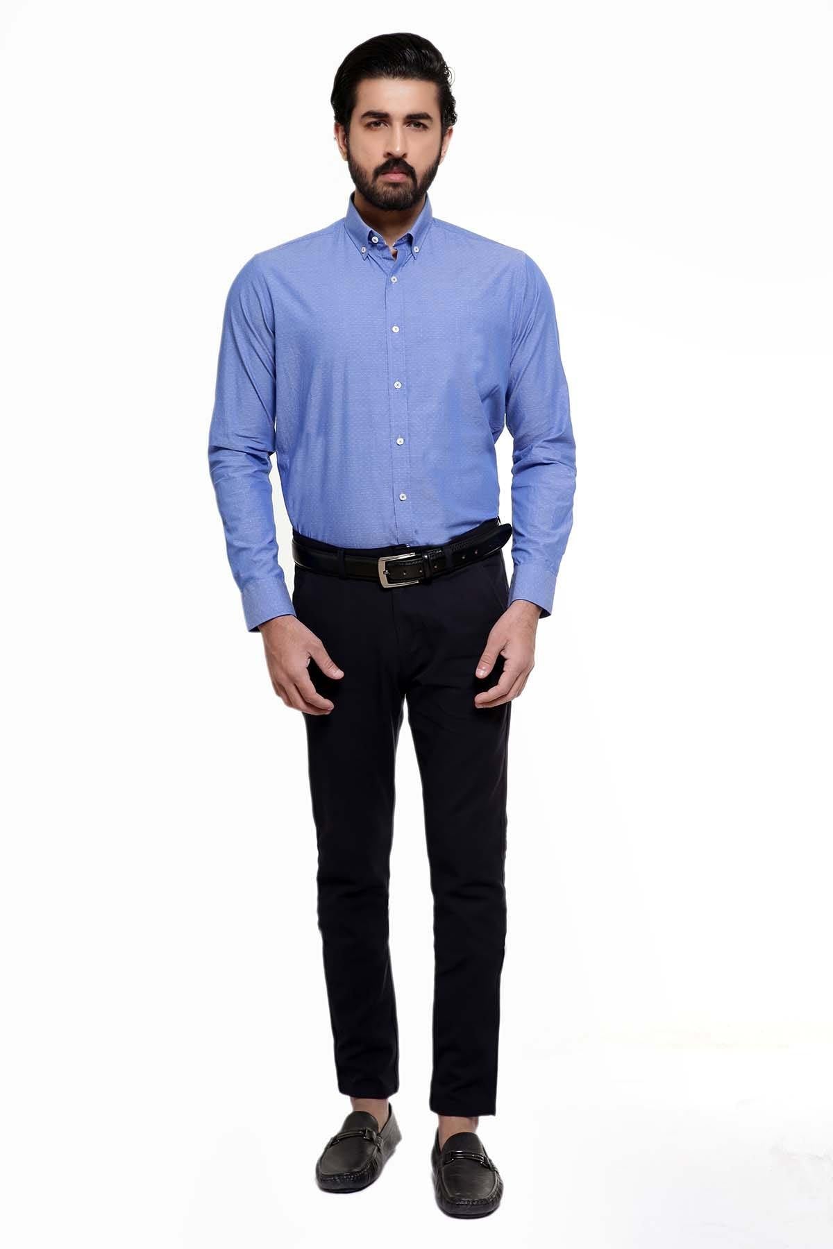 SMART SHIRT BUTTON DOWN FULL SLEEVE BLUE at Charcoal Clothing