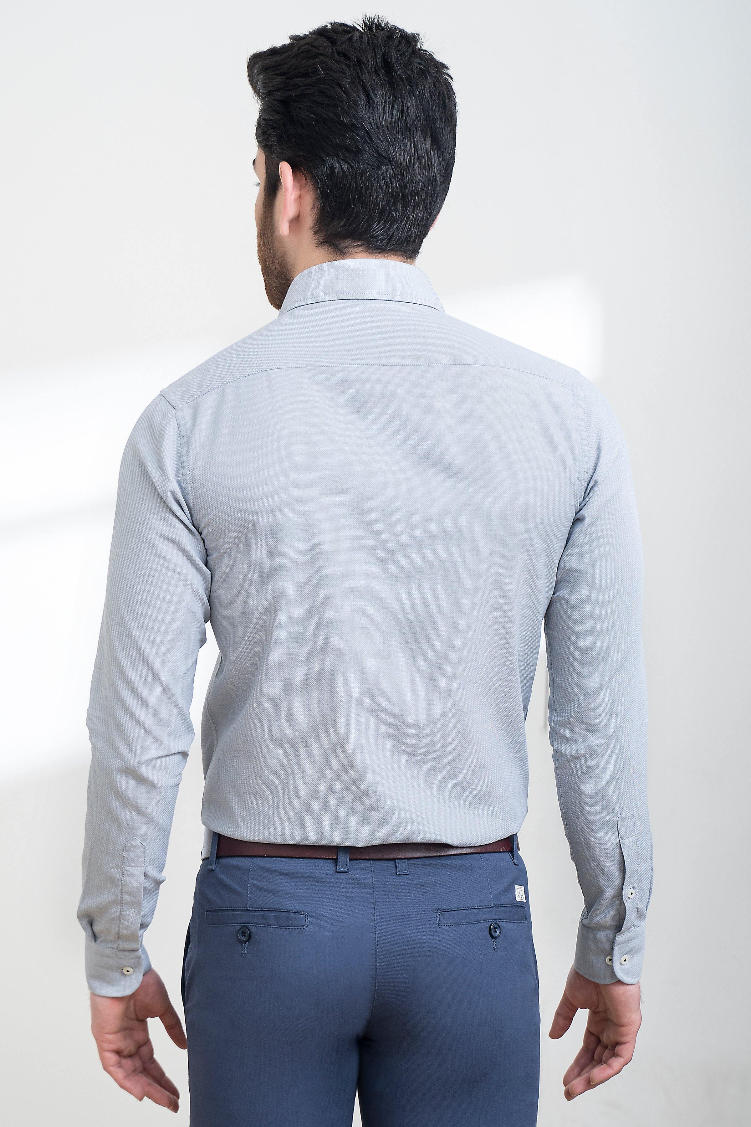 SMART SHIRT BUTTON DOWN FULL SLEEVE LIGHT GREY at Charcoal Clothing