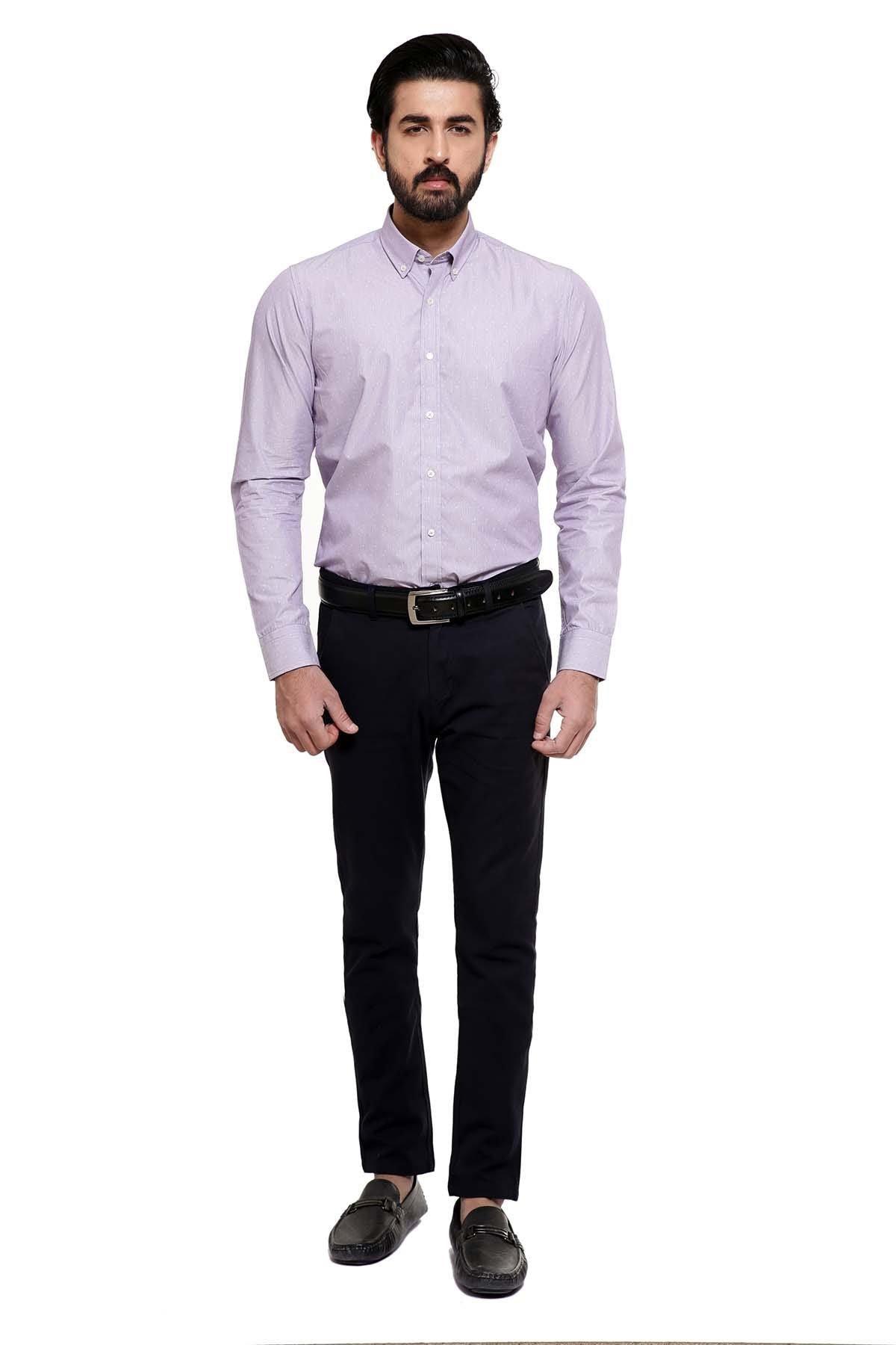 SMART SHIRT BUTTON DOWN FULL SLEEVE LIGHT PURPLE at Charcoal Clothing