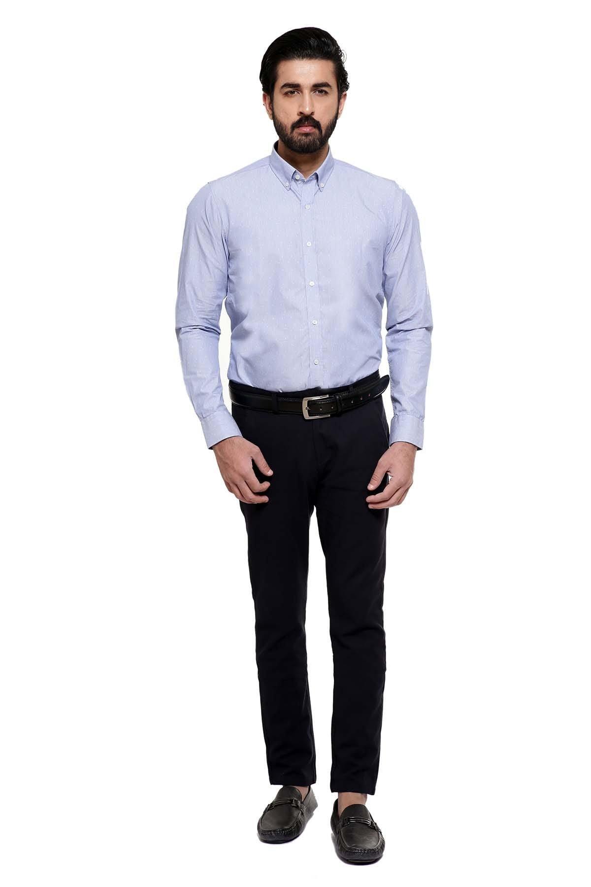 SMART SHIRT BUTTON DOWN FULL SLEEVE LIGHT SKY at Charcoal Clothing