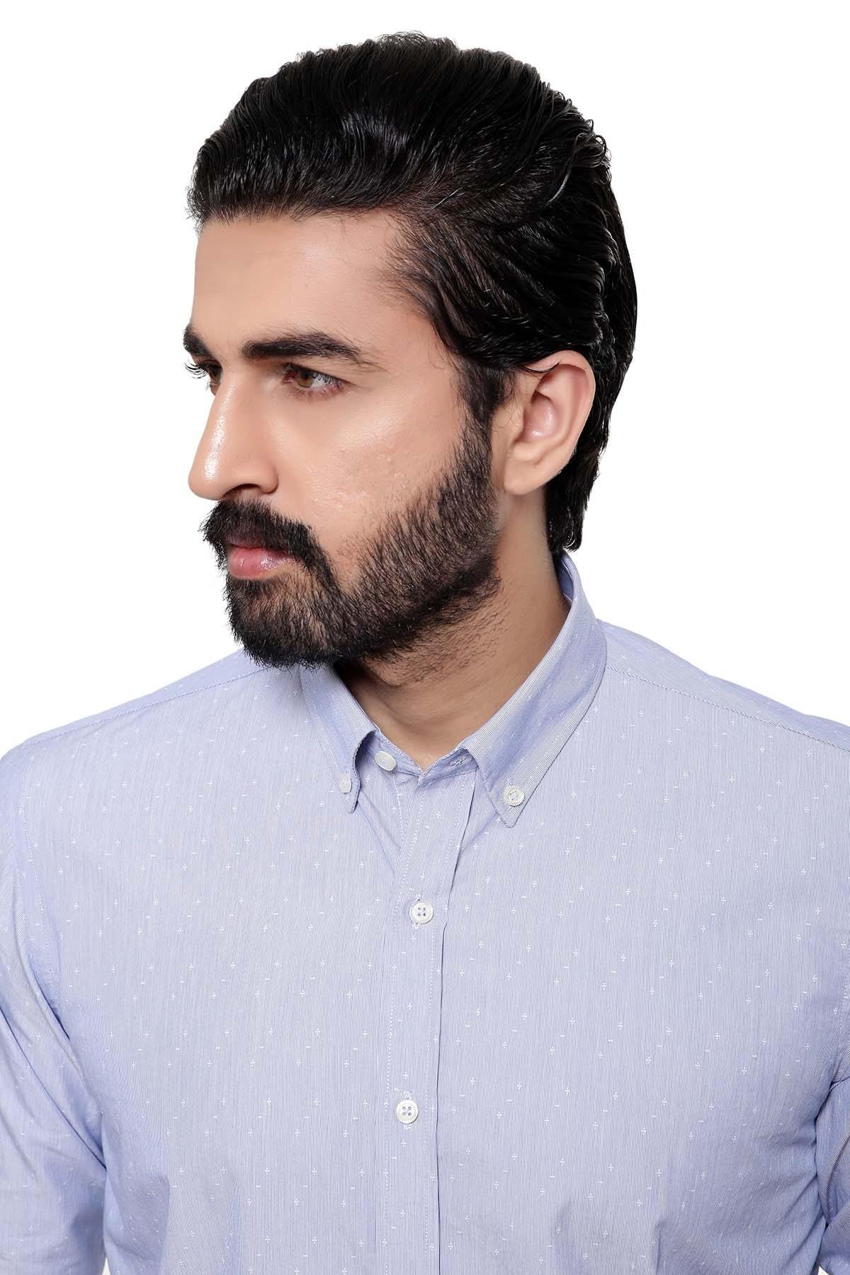 SMART SHIRT BUTTON DOWN FULL SLEEVE LIGHT SKY at Charcoal Clothing