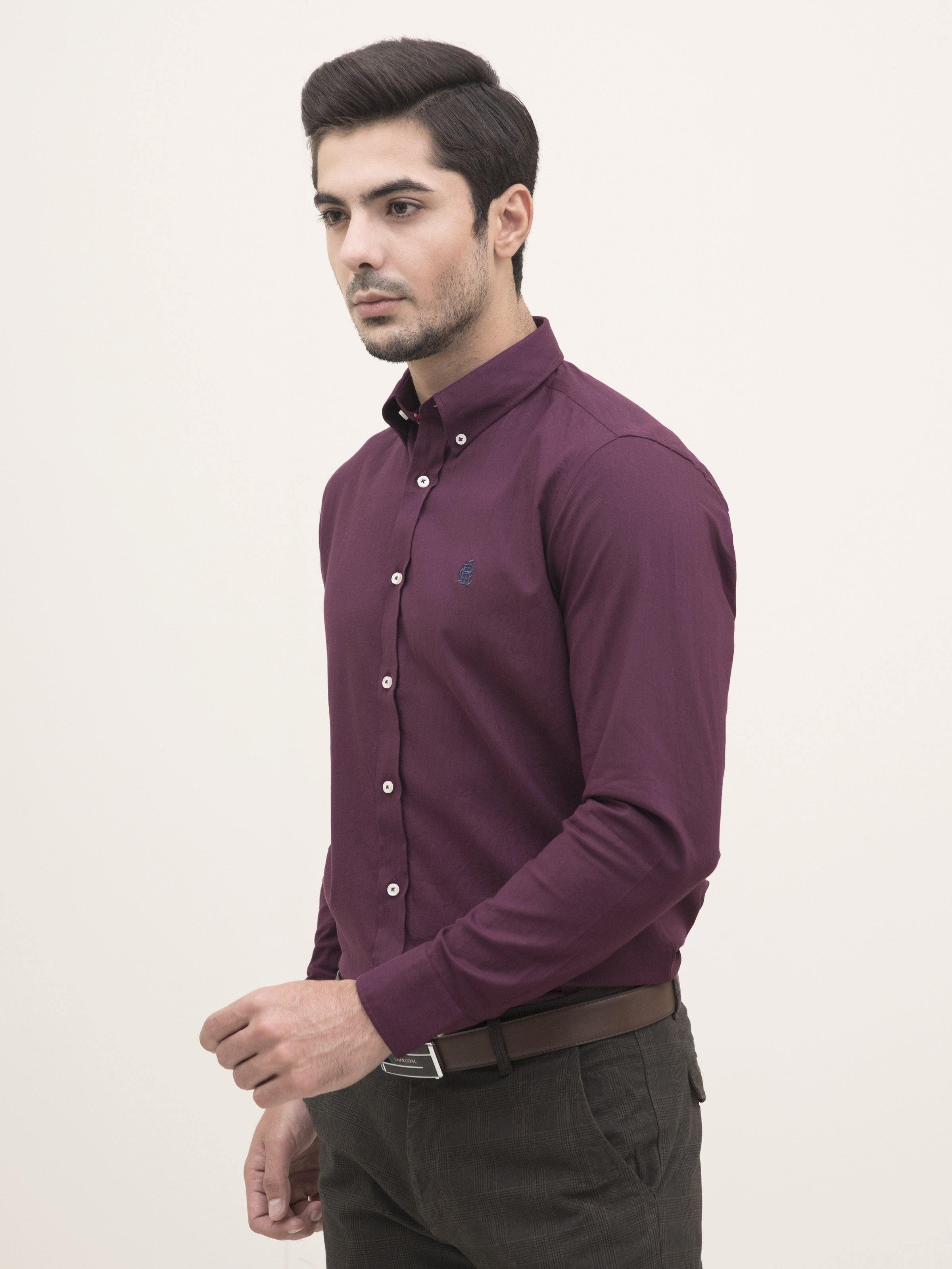 SMART SHIRT BUTTON DOWN FULL SLEEVE MAROON at Charcoal Clothing