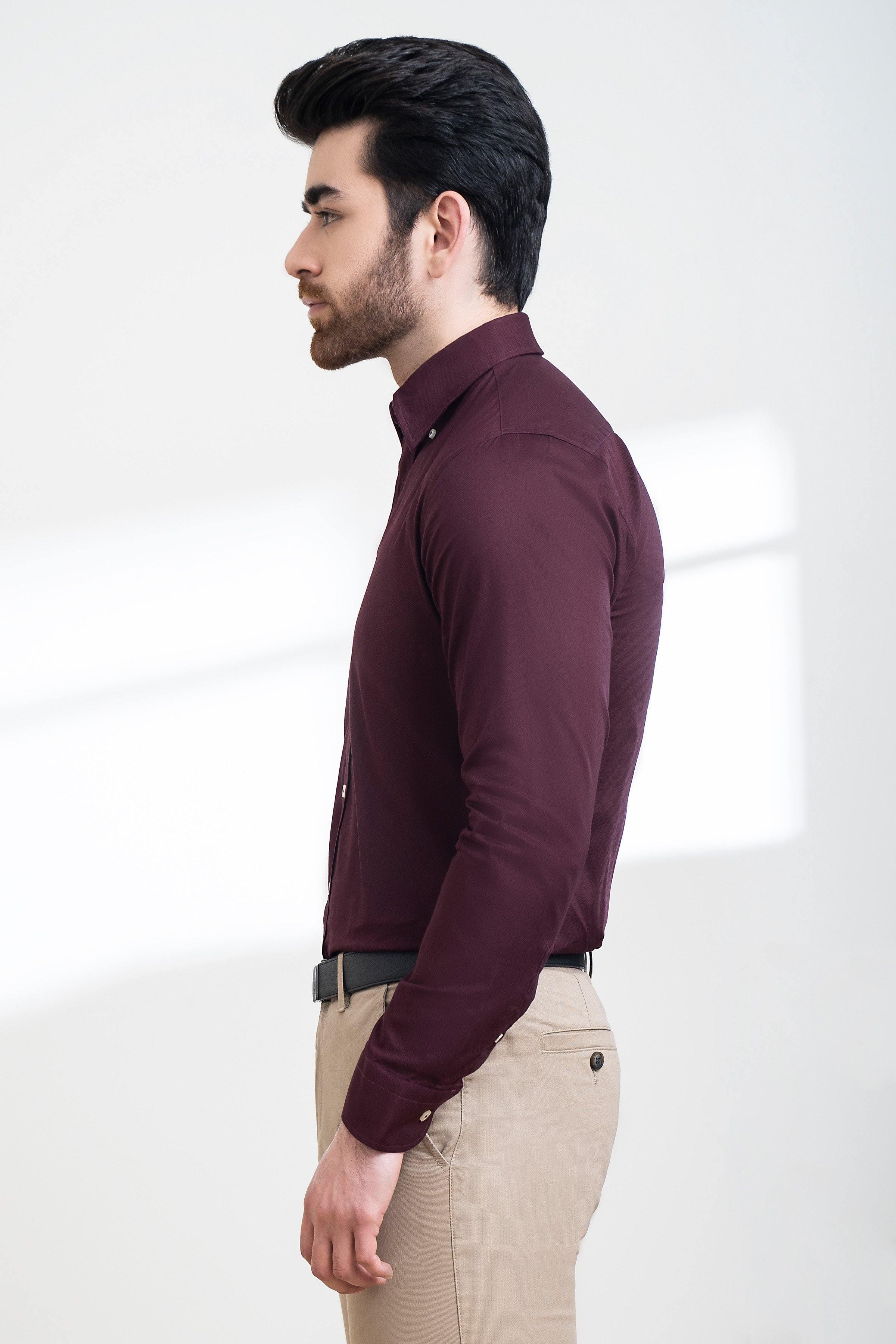 SMART SHIRT BUTTON DOWN FULL SLEEVE MAROON at Charcoal Clothing