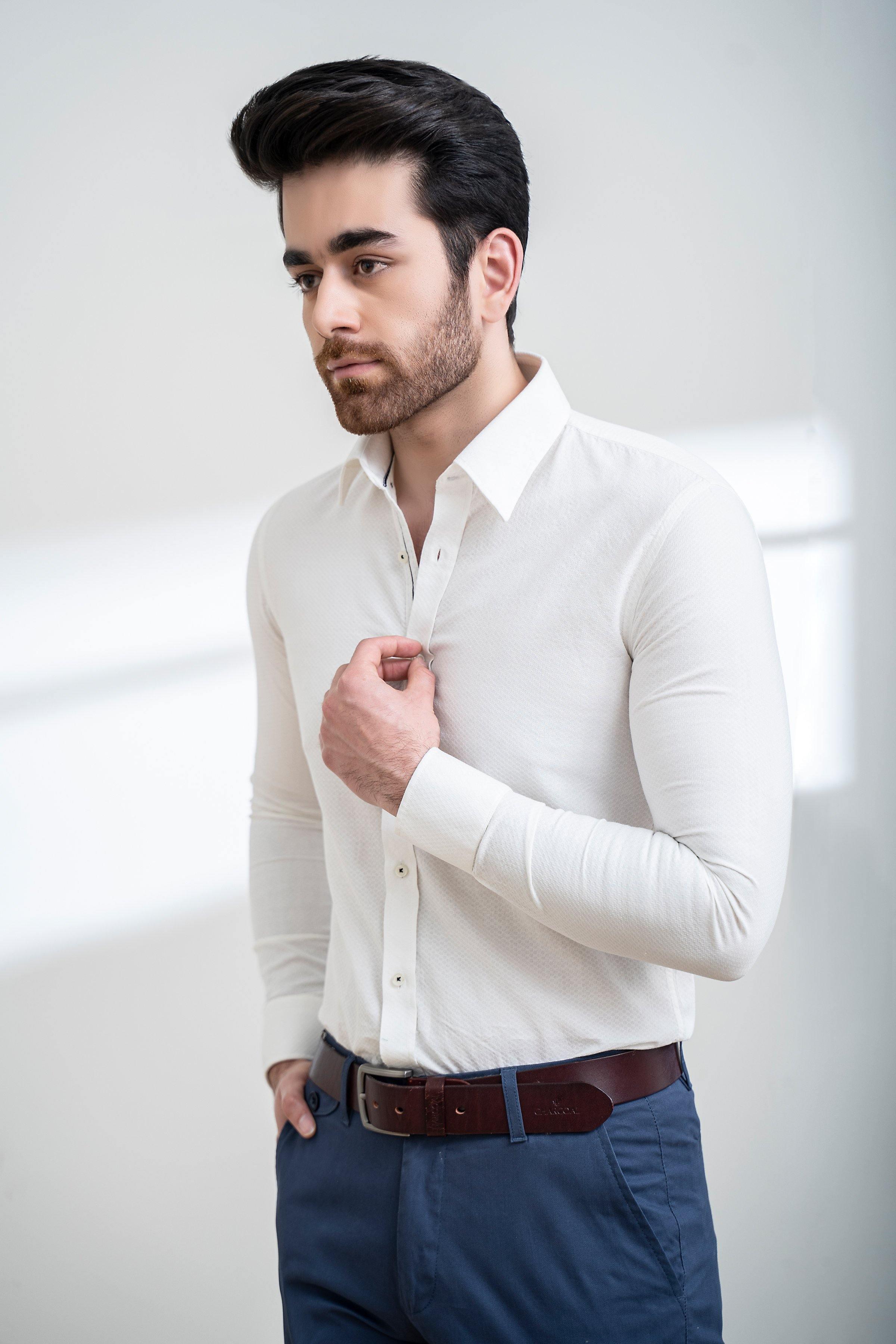 SMART SHIRT BUTTON DOWN FULL SLEEVE OFF WHITE at Charcoal Clothing