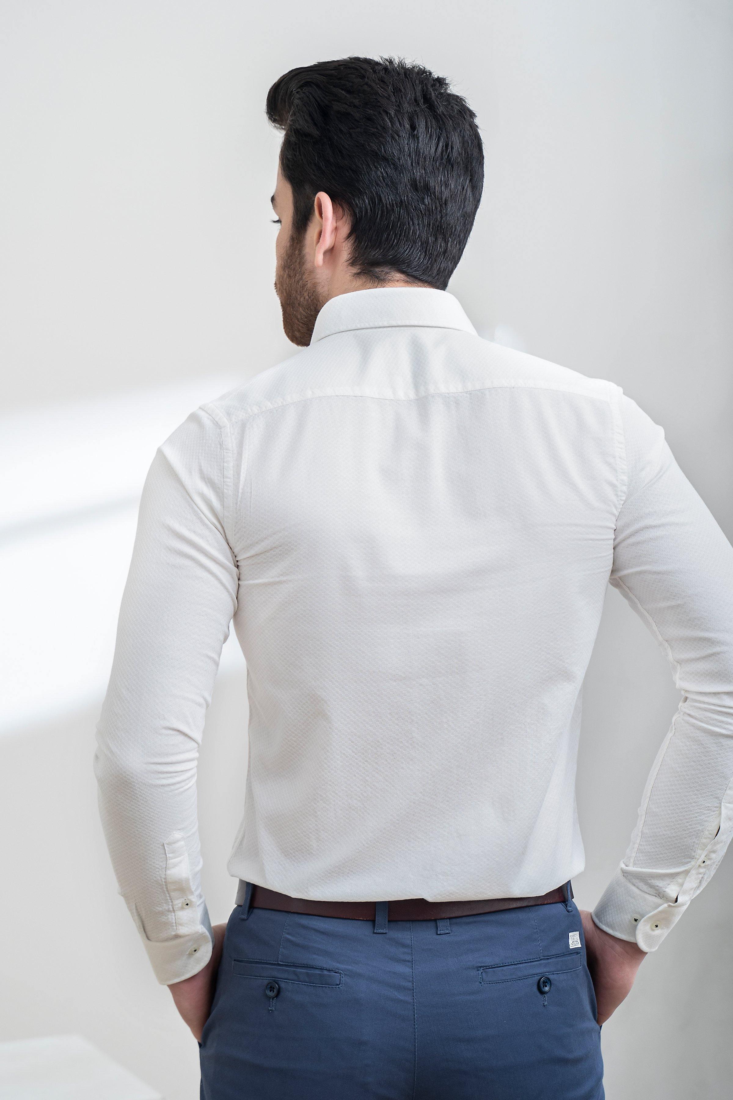 SMART SHIRT BUTTON DOWN FULL SLEEVE OFF WHITE at Charcoal Clothing