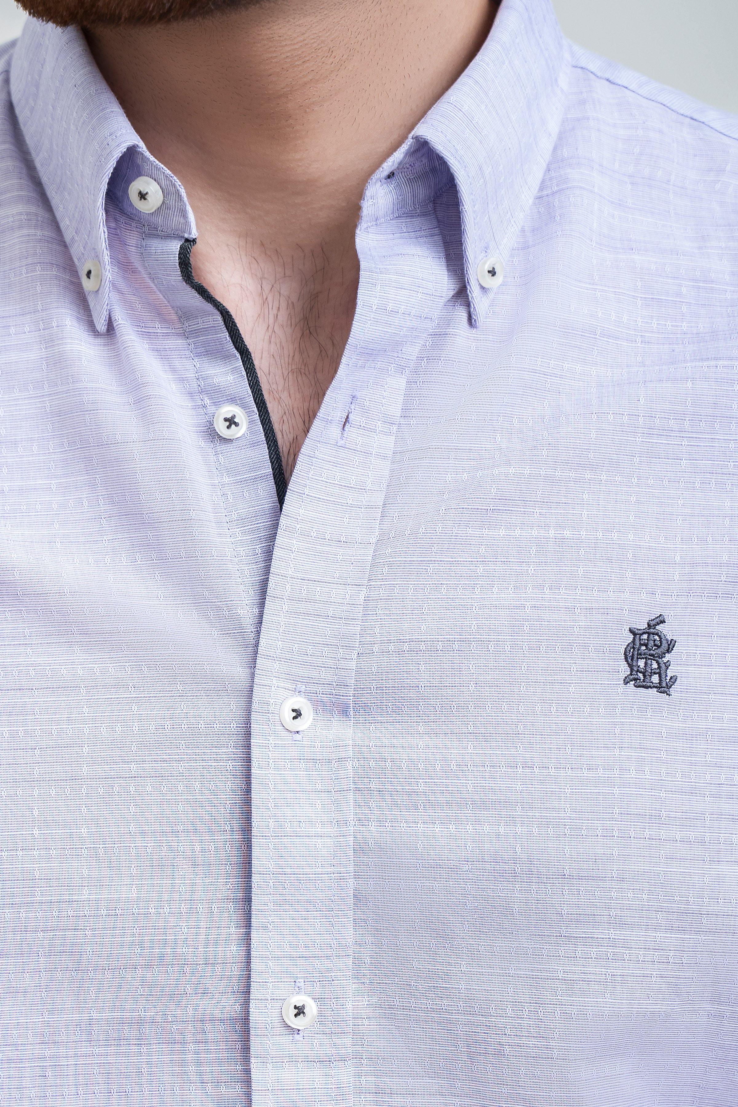 SMART SHIRT BUTTON DOWN FULL SLEEVE PURPLE WHITE at Charcoal Clothing