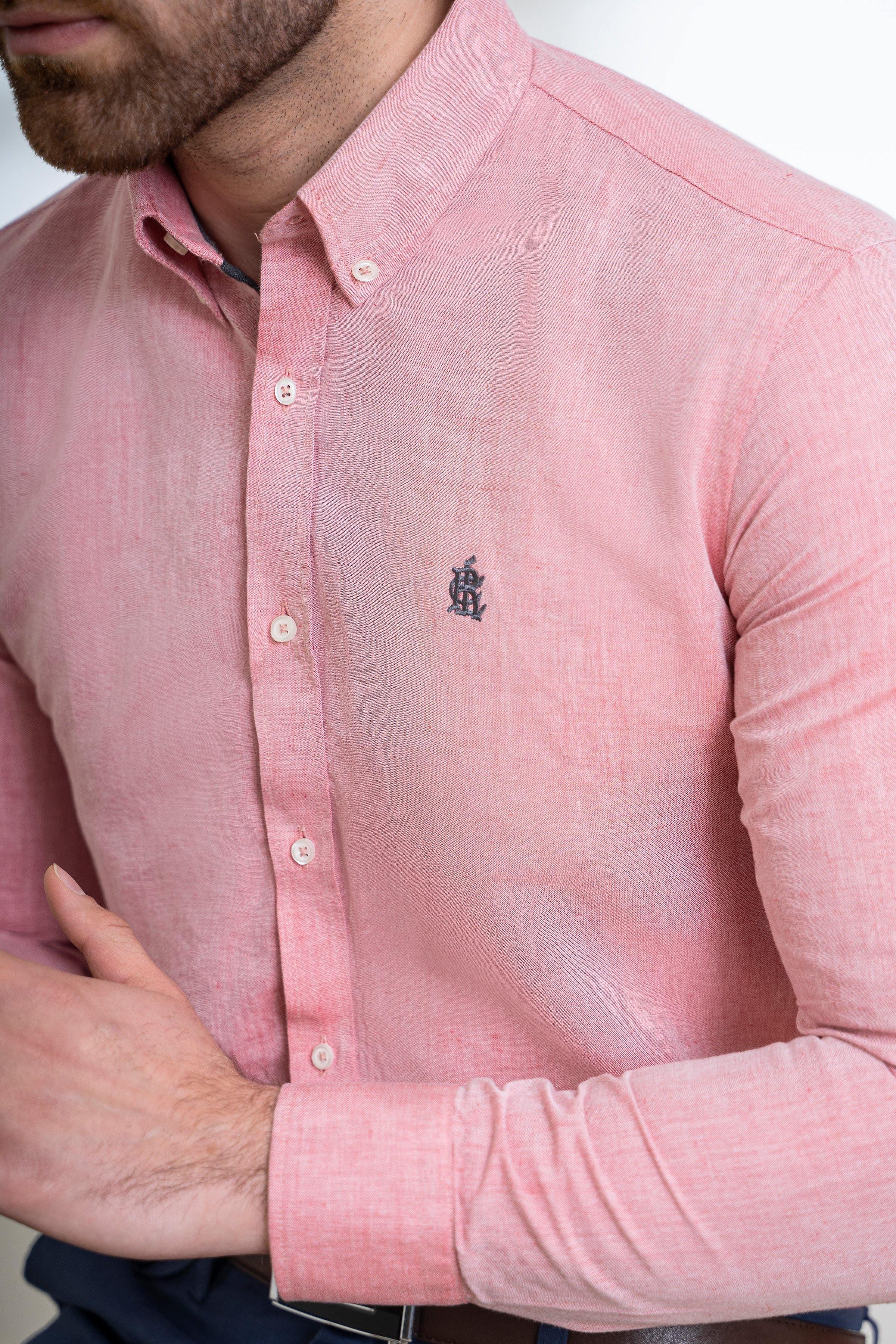 SMART SHIRT BUTTON DOWN FULL SLEEVE RED WHITE at Charcoal Clothing