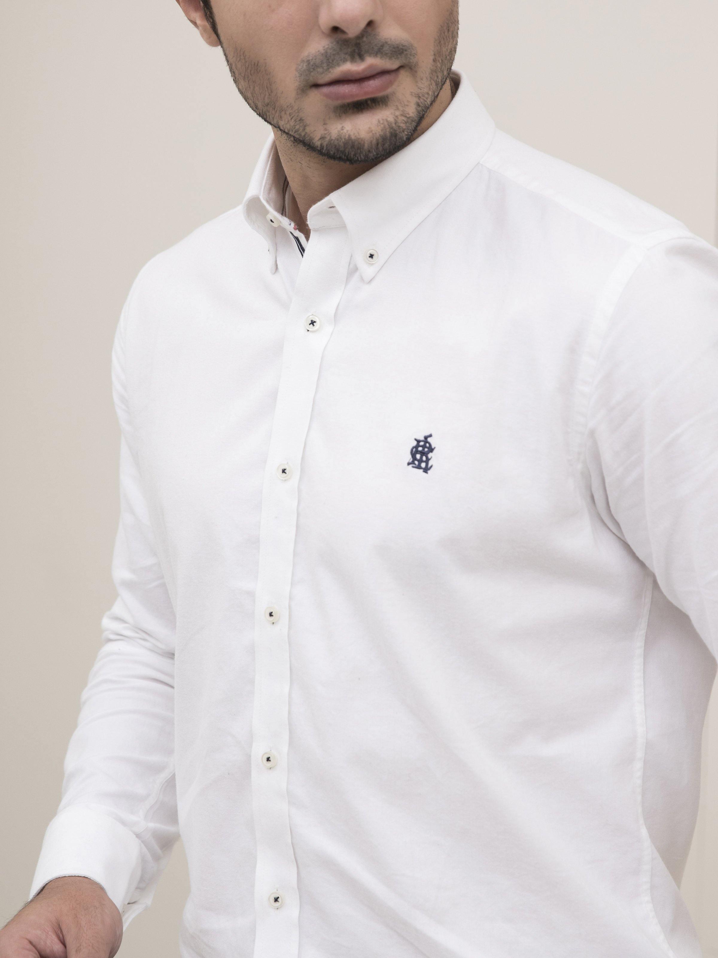 SMART SHIRT BUTTON DOWN FULL SLEEVE WHITE at Charcoal Clothing
